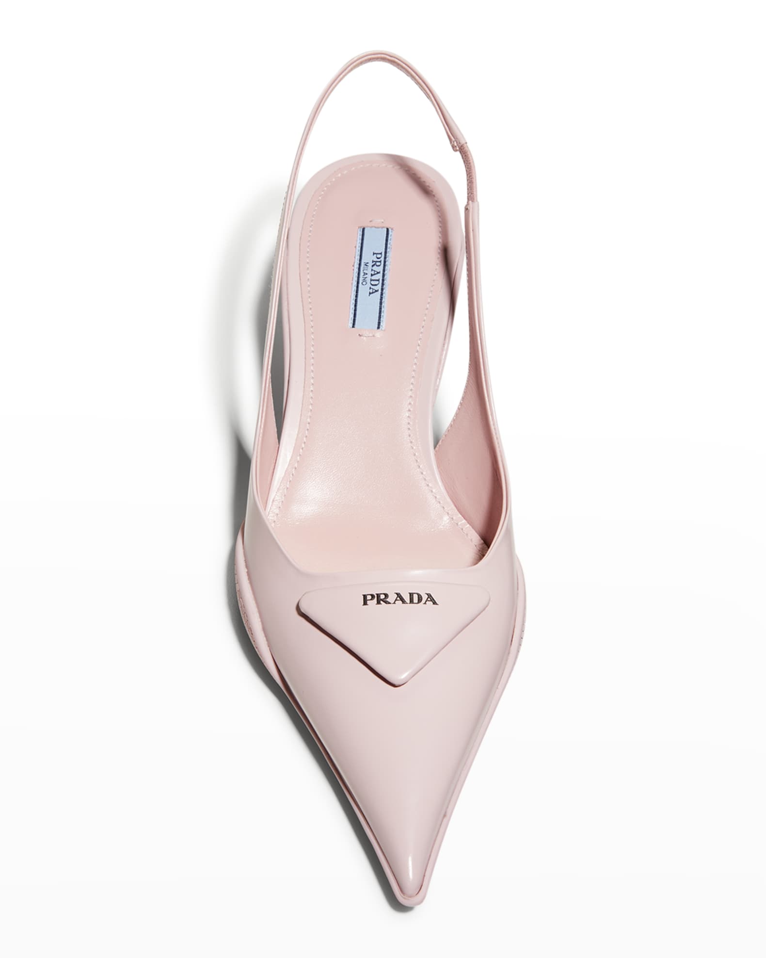 Prada Triangle Logo KittenHeel Slingback Pumps Neiman Marcus