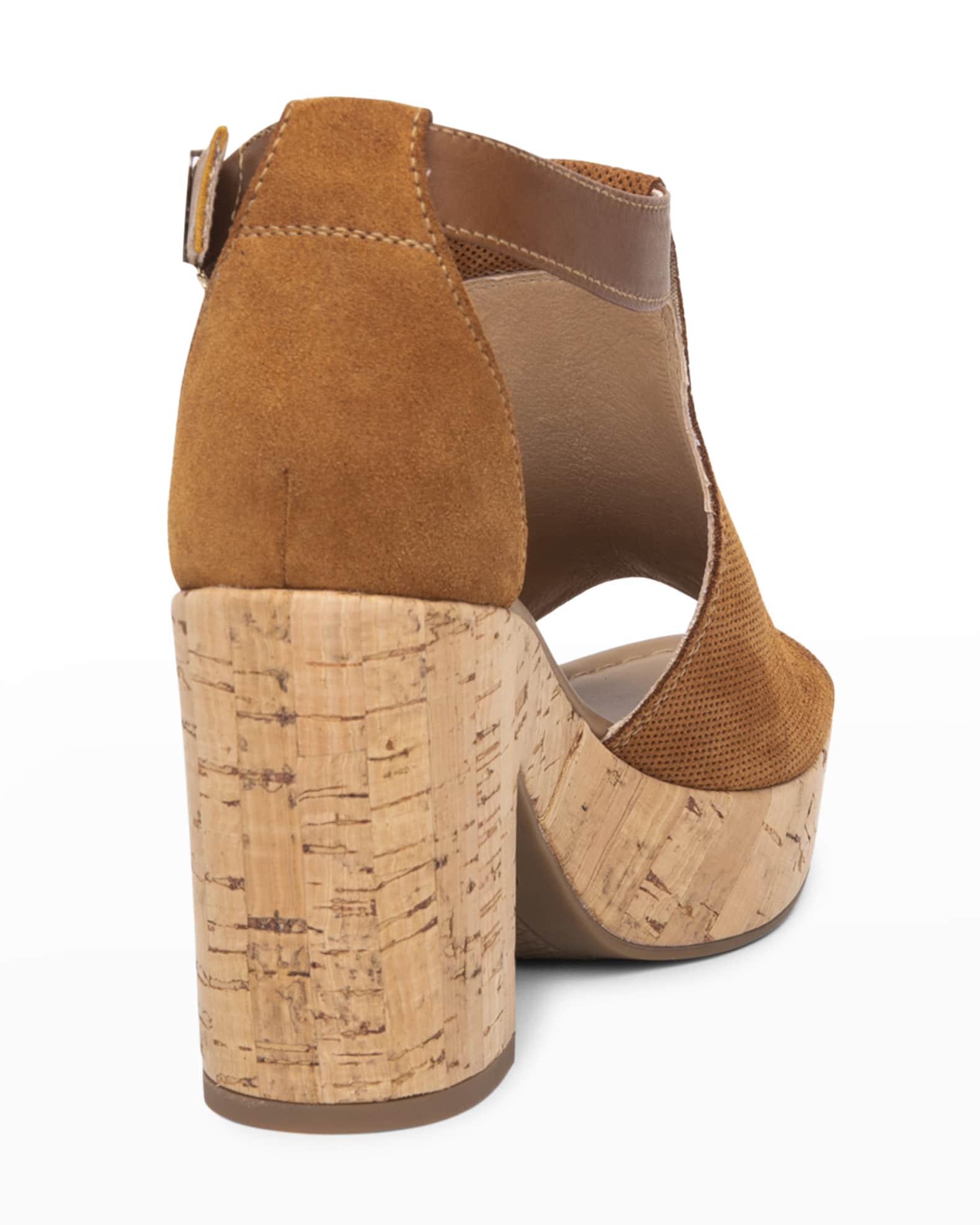 NeroGiardini Suede CorkHeel Platform Sandals Neiman Marcus