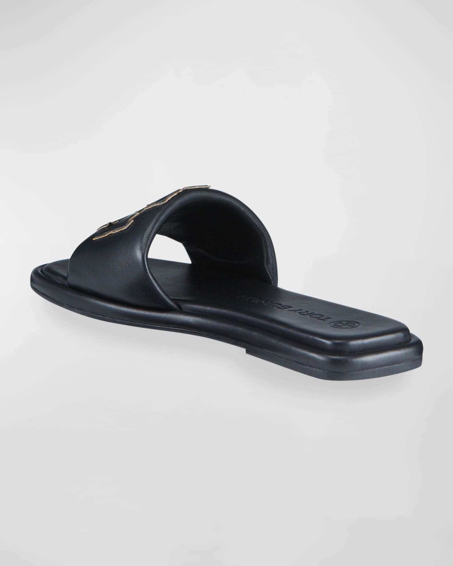 トリーヴァダーバンデ高レート Tory Burch Double T Leather Medallion Slide Sandals | Neiman Marcus