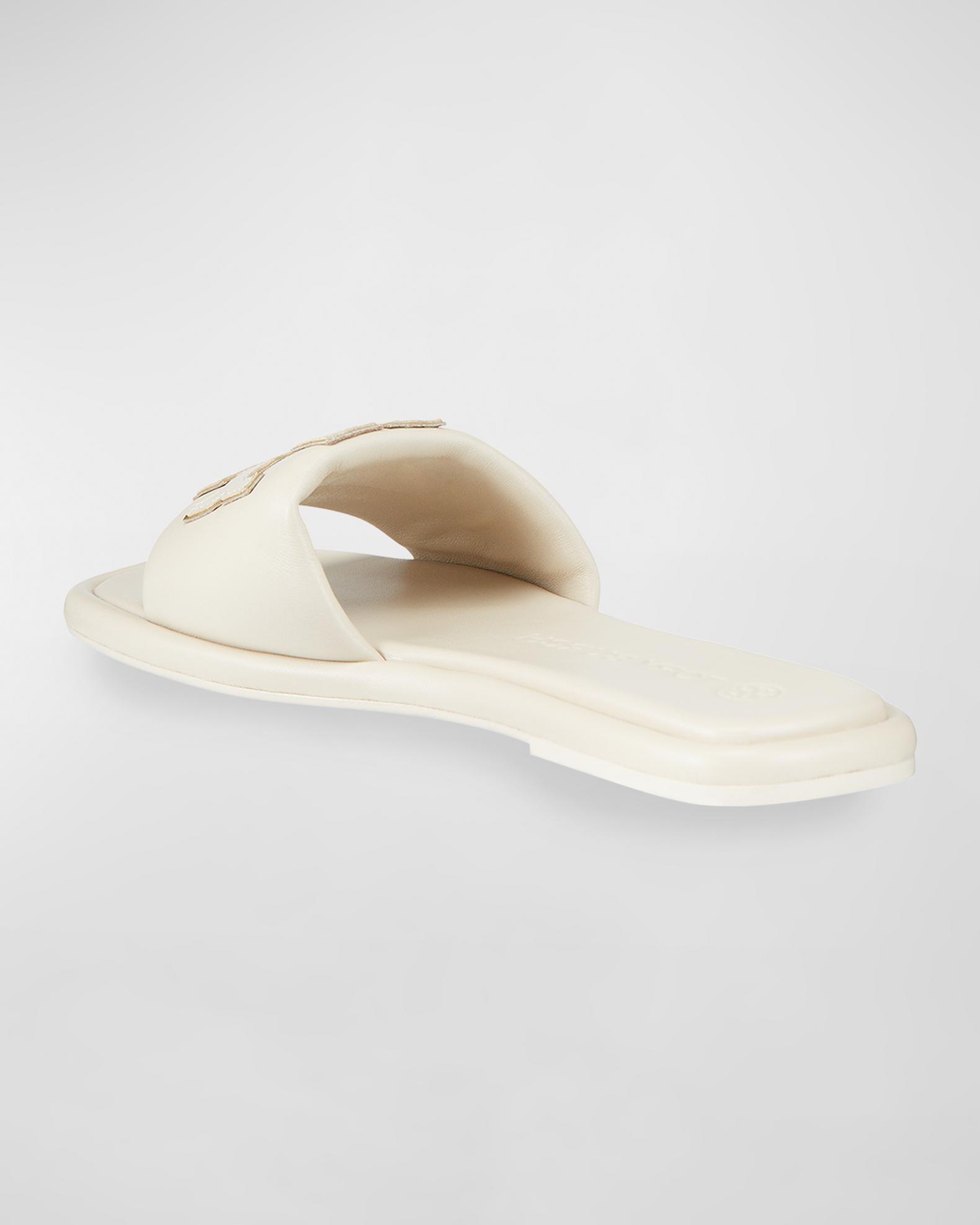 Double T Leather Medallion Slide Sandals | Neiman Marcus display picture 2