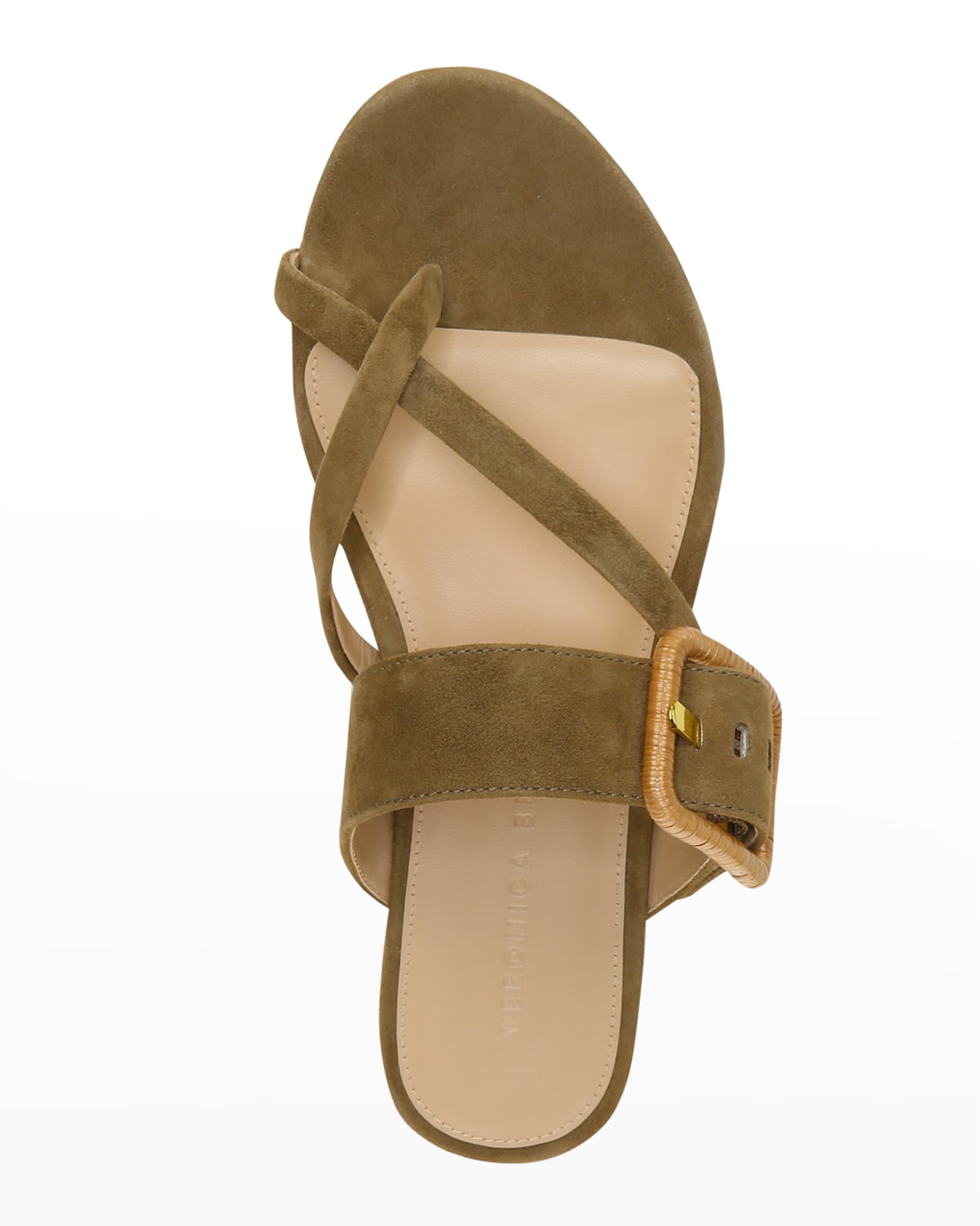 Veronica Beard Salva Suede Buckle Flat Sandals | Neiman Marcus