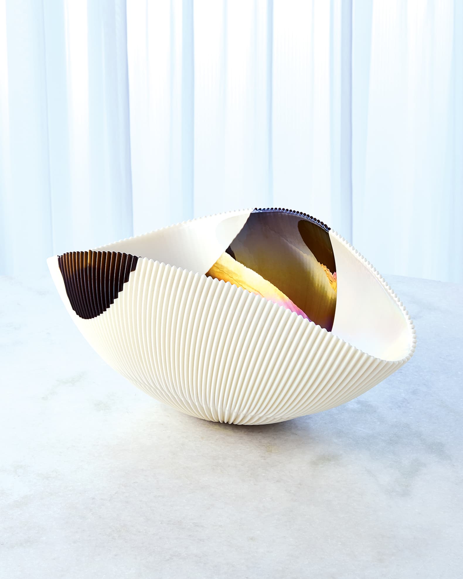 Small Folded Bowl, Beige/Brown 0