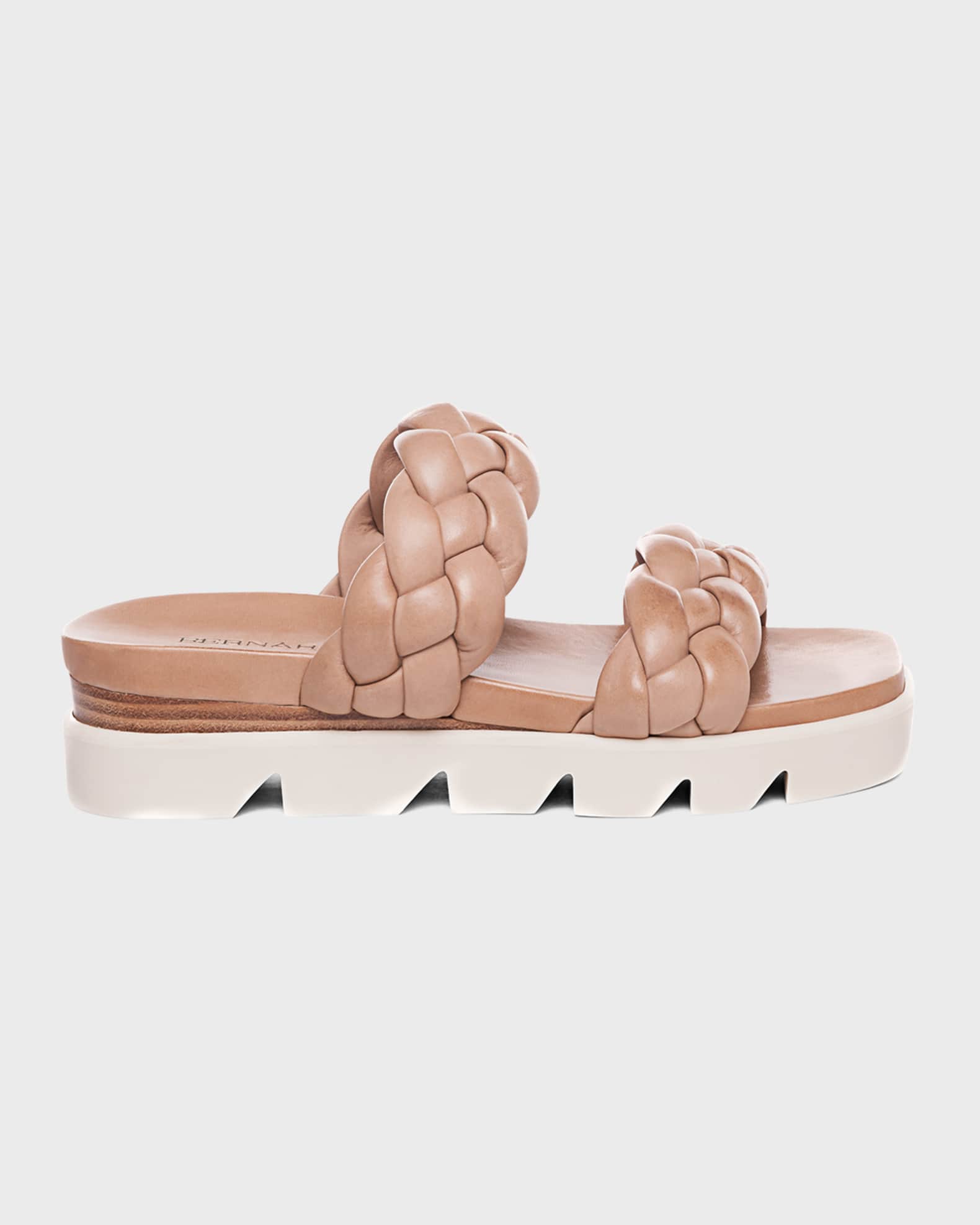 Bernardo Braided Leather Flatform Slide Sandals | Neiman Marcus