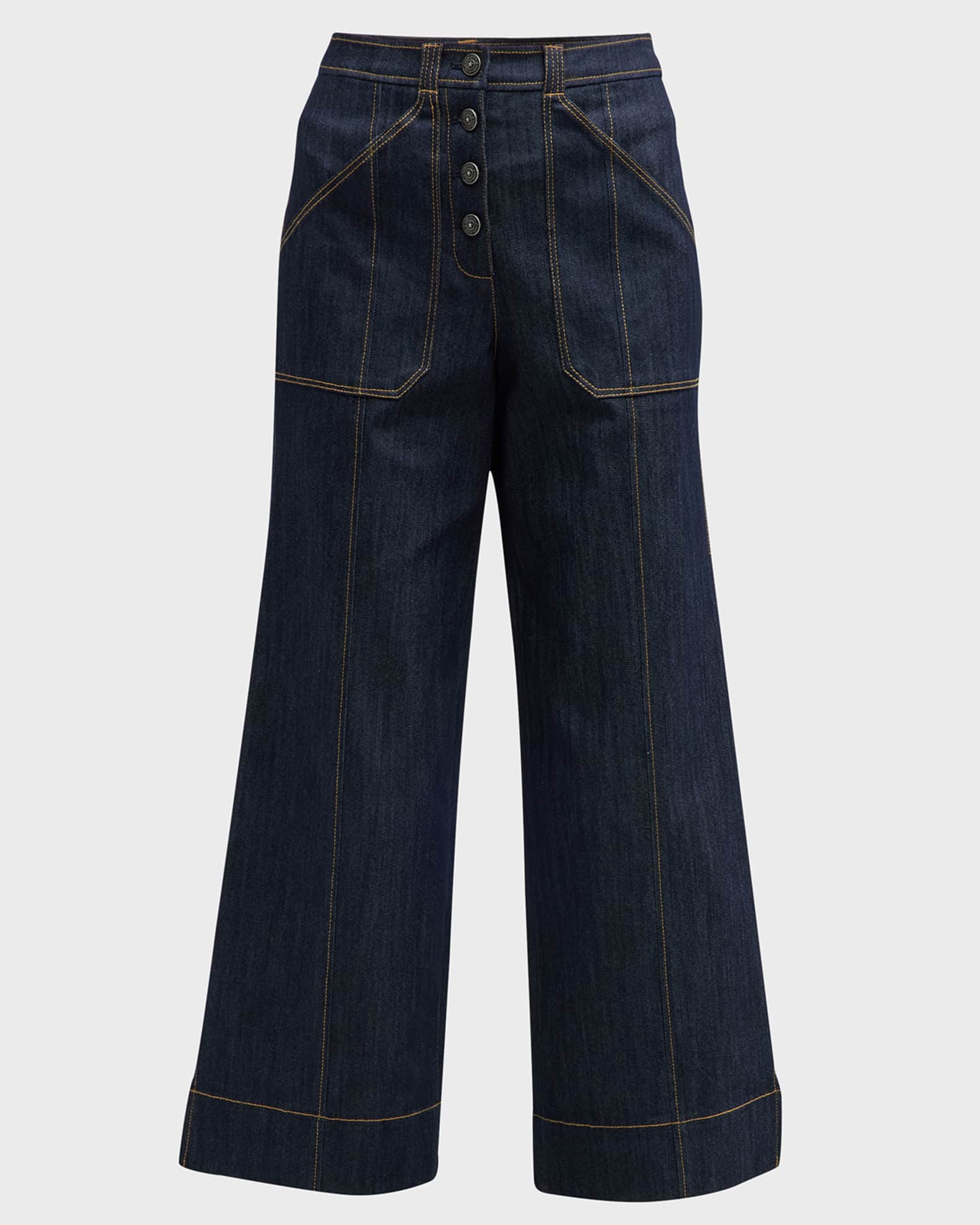 Cinq a Sept Benji Wide-Leg Denim Pants | Neiman Marcus