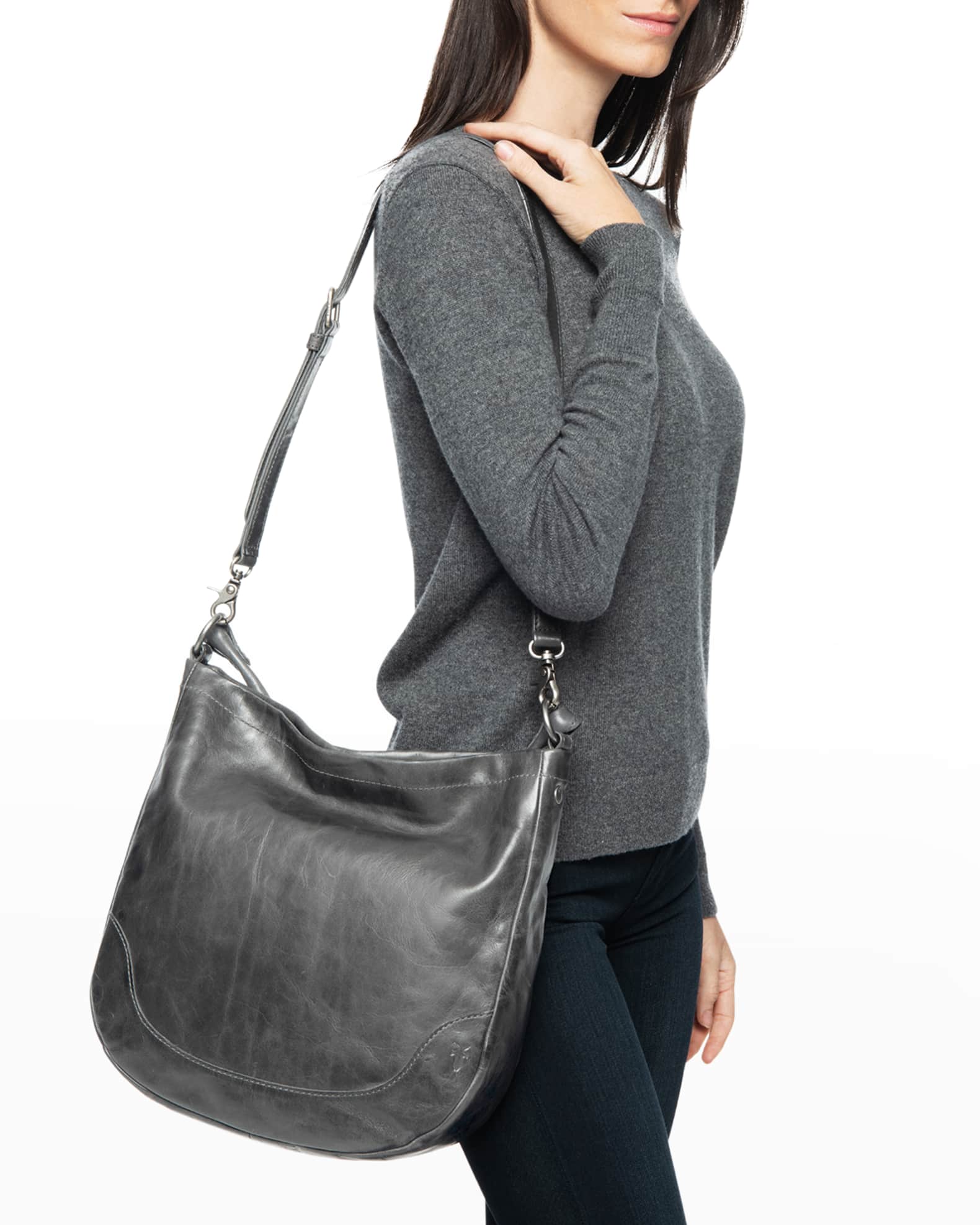 Sac Hobo FRYE Melissa En Cuir Véritable - Bandoulière Réglable, Poches Intérieures - Dimensions 25x33x13 Cm