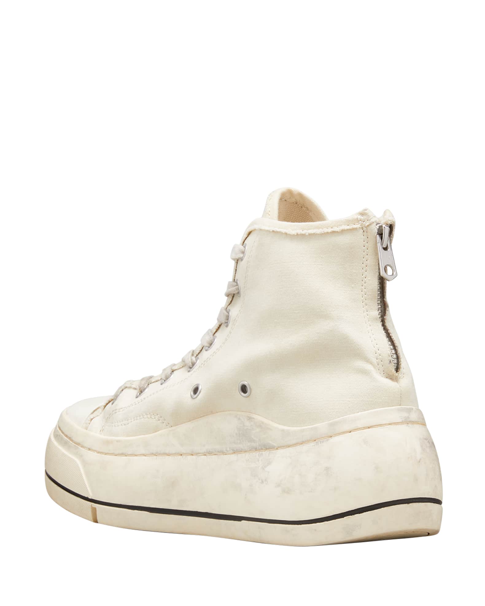 R13 Worn Canvas High-Top Platform Sneakers | Neiman Marcus