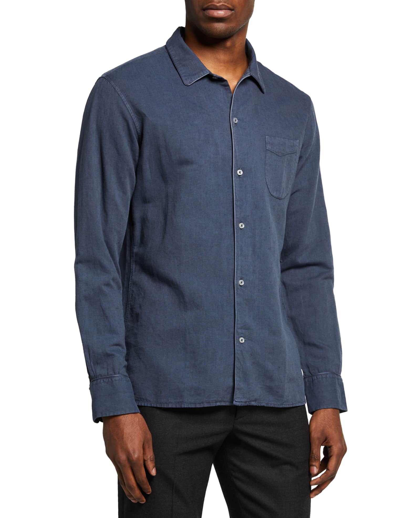 Officine Generale Men's Pigment Dyed Long-Sleeve Shirt | Neiman Marcus