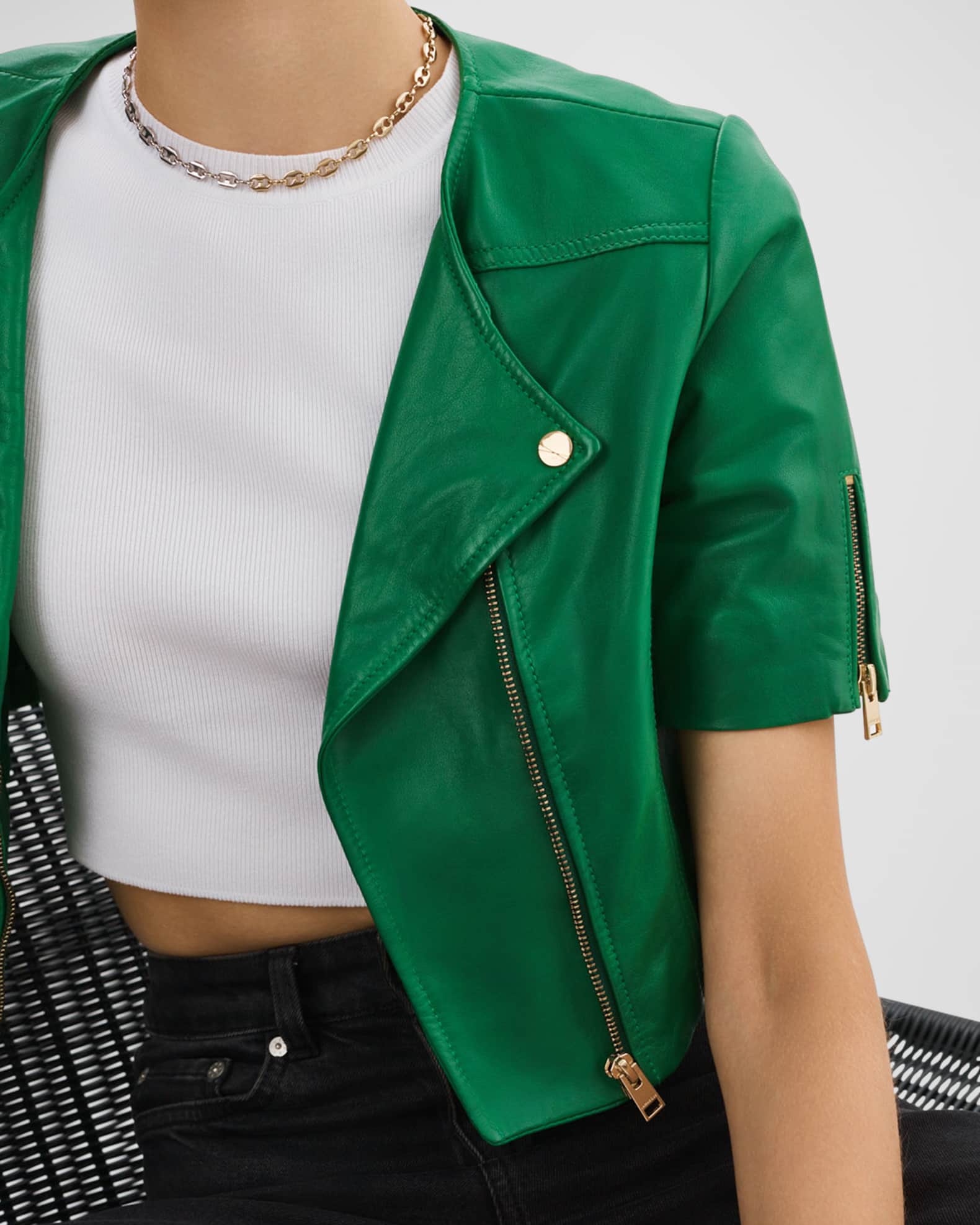 Kirsi Short Sleeve Leather Jacket