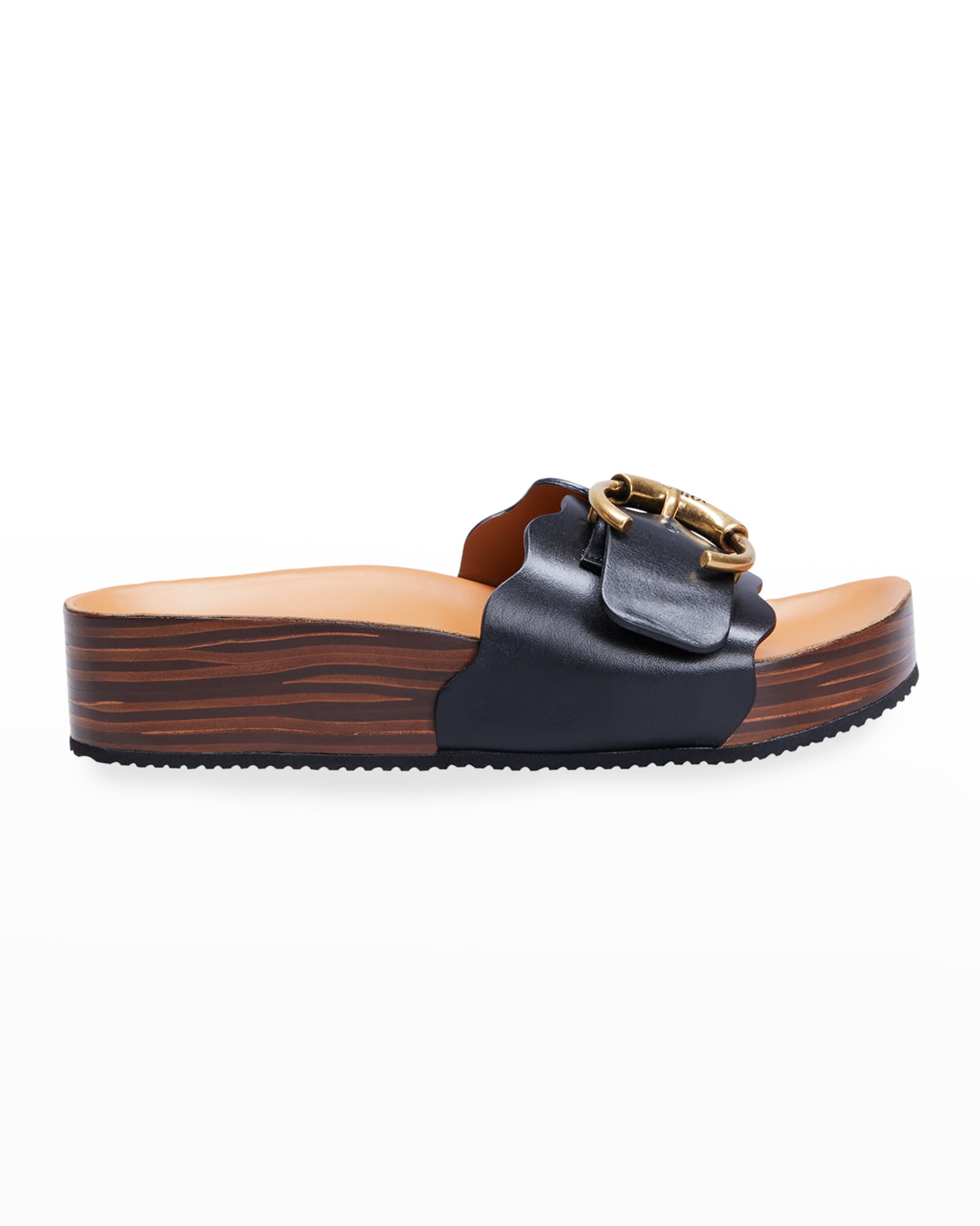 Chloe Lauren Buckle Slide Sandals | Neiman Marcus