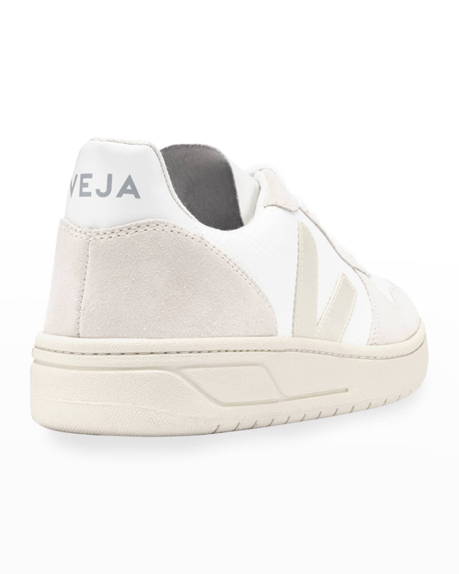 VEJA V 10 Mixed Leather Low Top Court Sneakers Neiman Marcus
