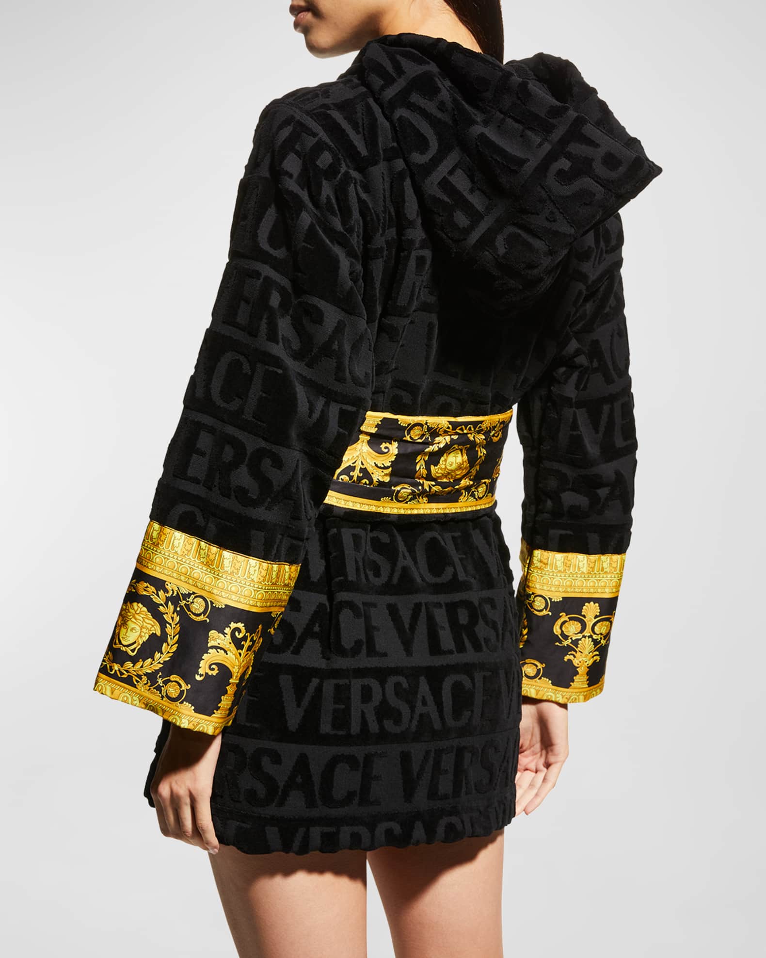 Versace I Heart Baroque Hooded Short Bathrobe Neiman Marcus