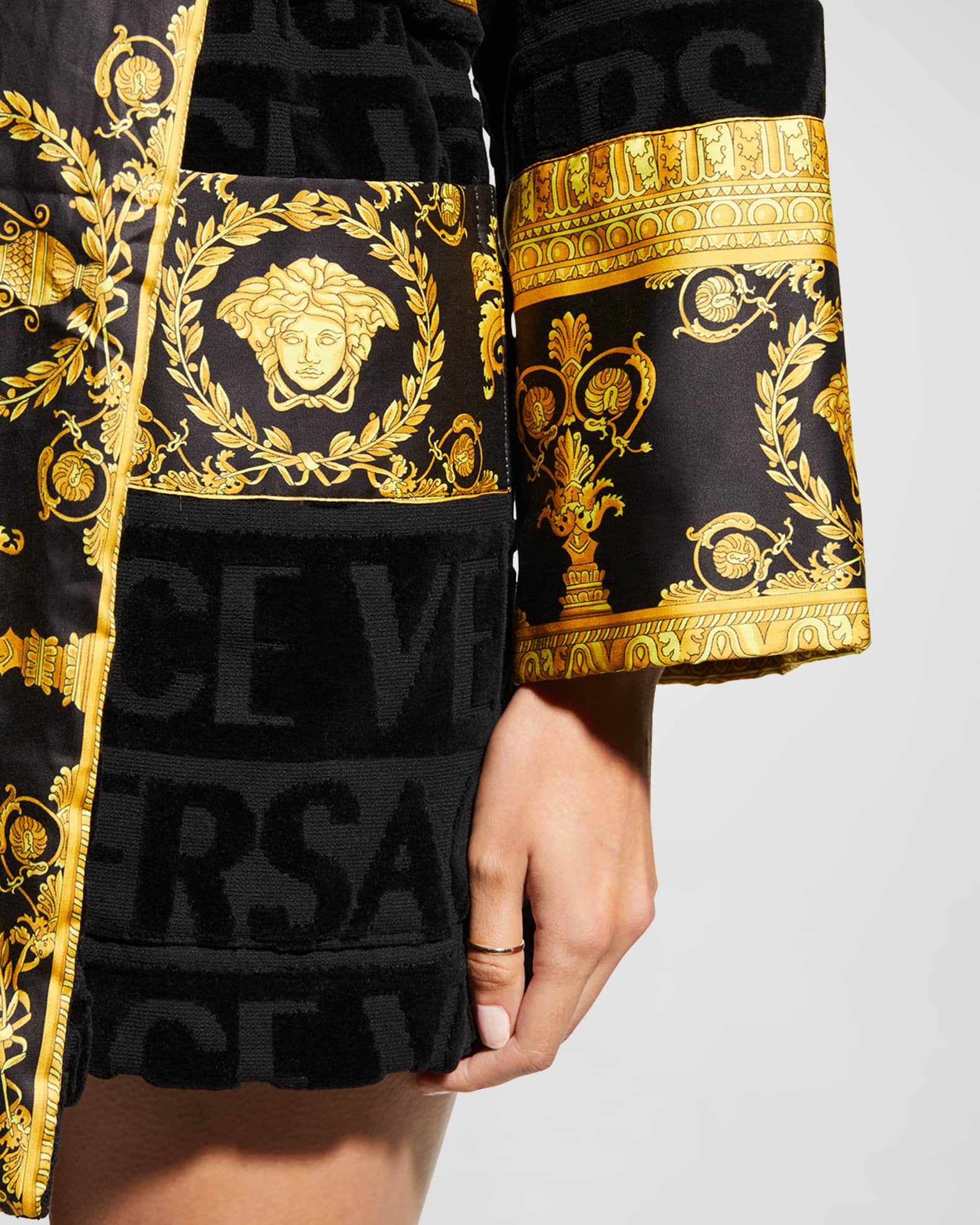 Versace I Heart Baroque Hooded Short Bathrobe Neiman Marcus
