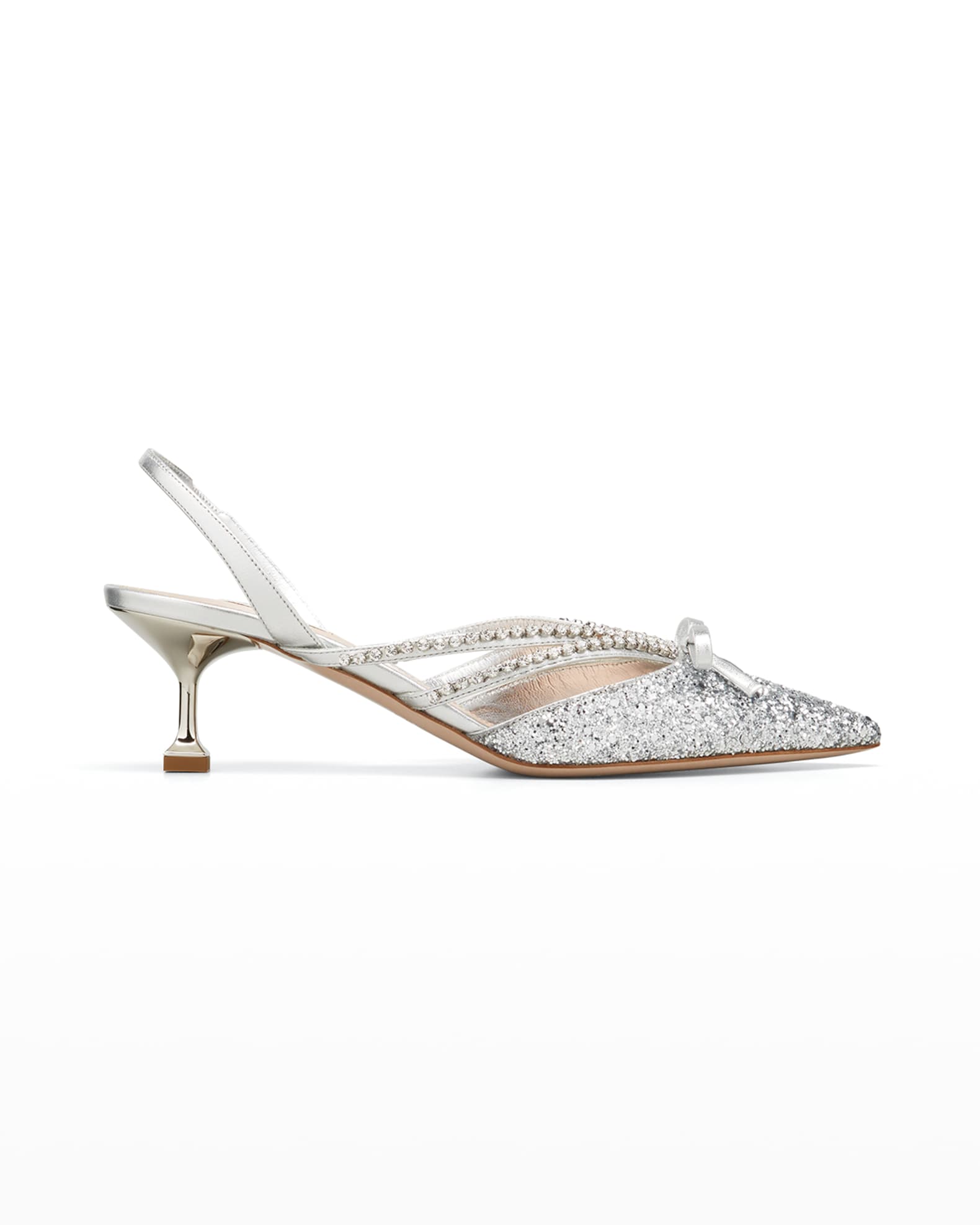 Miu Miu Metallic Glitter KittenHeel Pumps Neiman Marcus