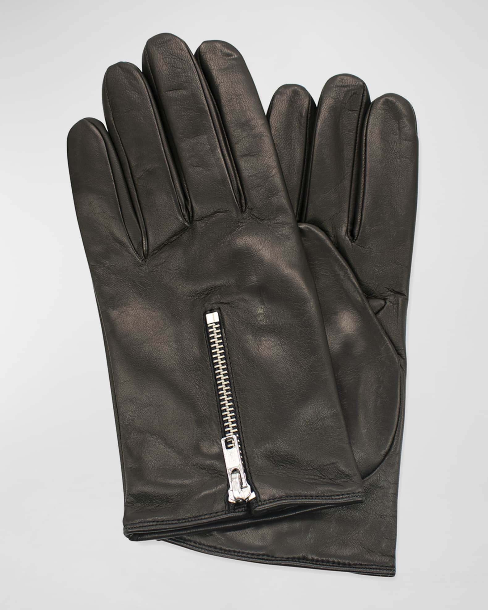 Portolano Men's Napa Leather Gloves with Zipper Neiman Marcus