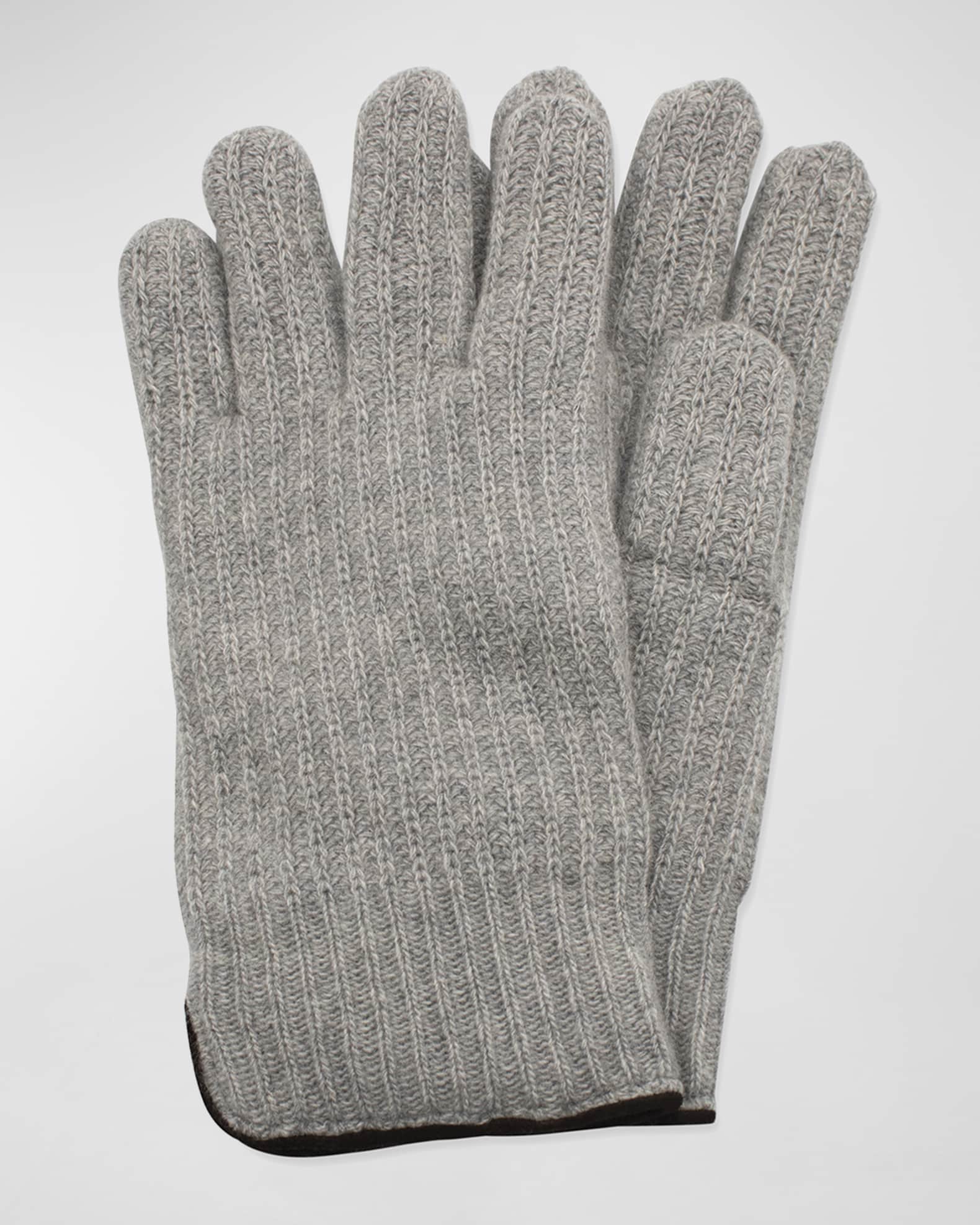 Portolano Men's Rbbed Cashmere Gloves