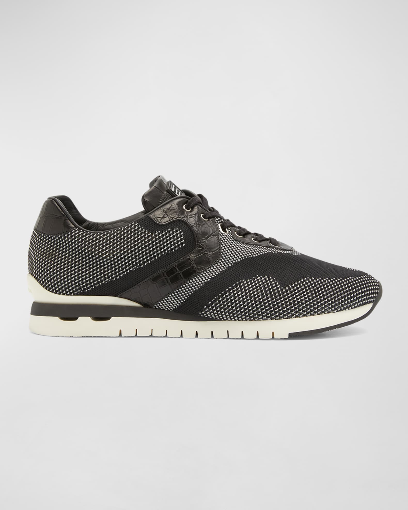 Men's Knit Croc-Trim Plaque Sneakers 0