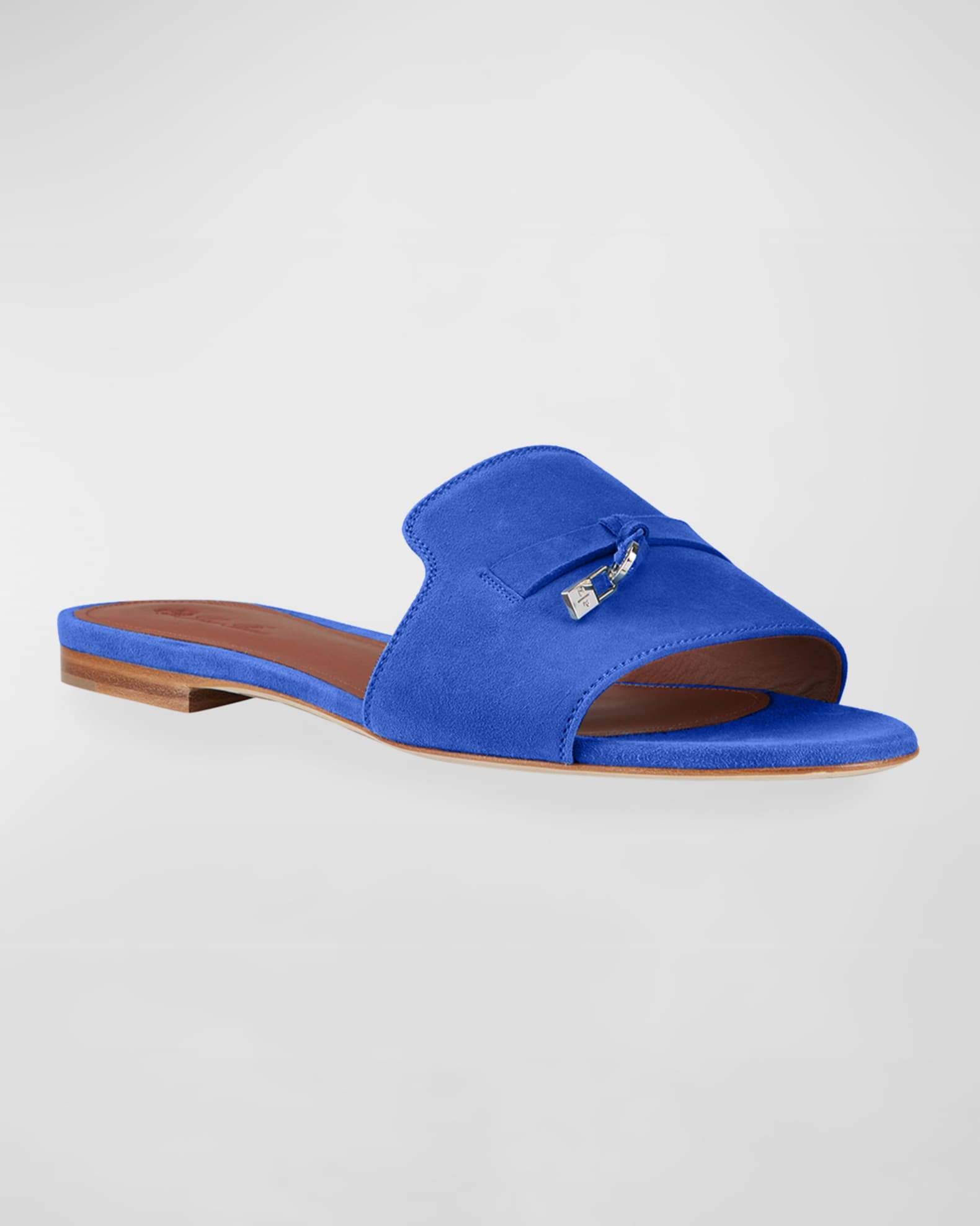 Loro Piana Summer Suede Tassel Slipper Sandals Neiman Marcus