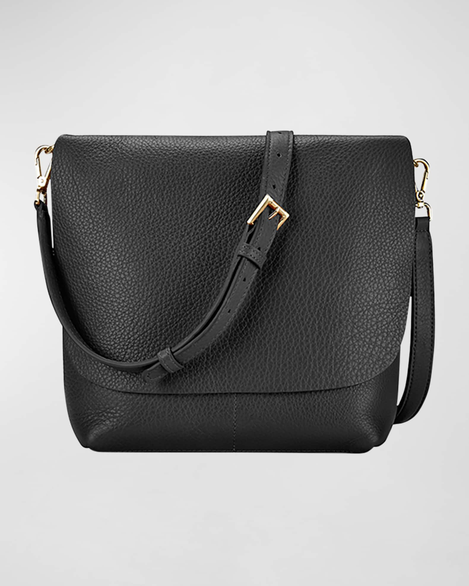 Gigi New York Andy Flap Leather Crossbody Bag Black