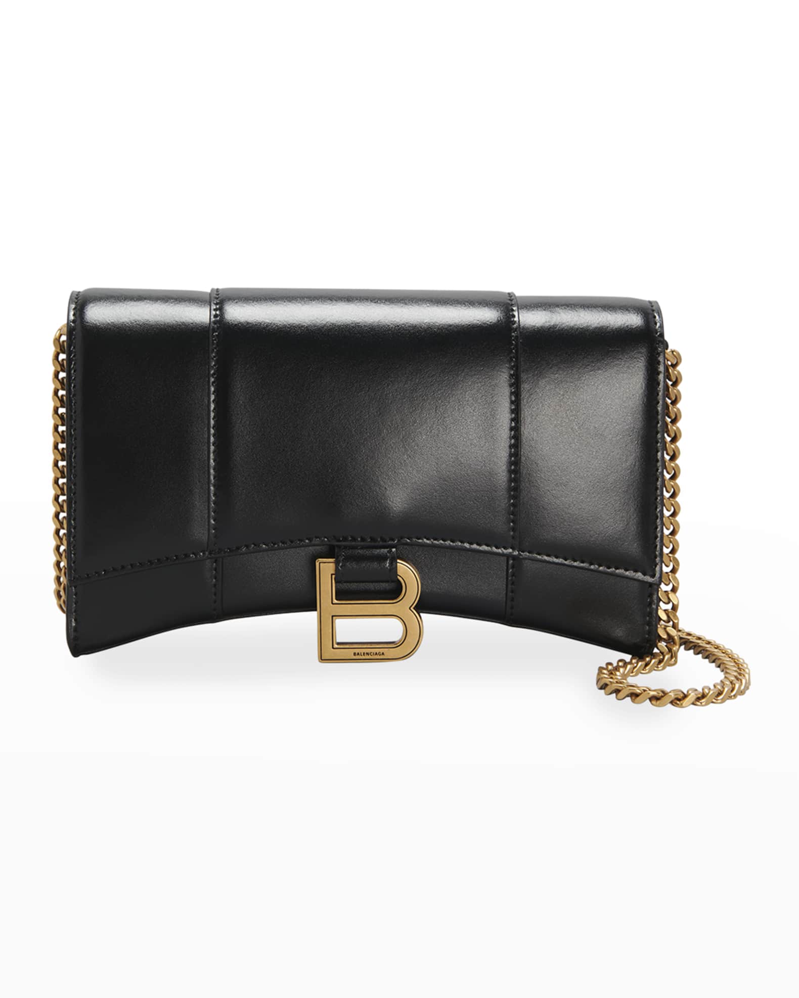women's hourglass wallet on chain in white