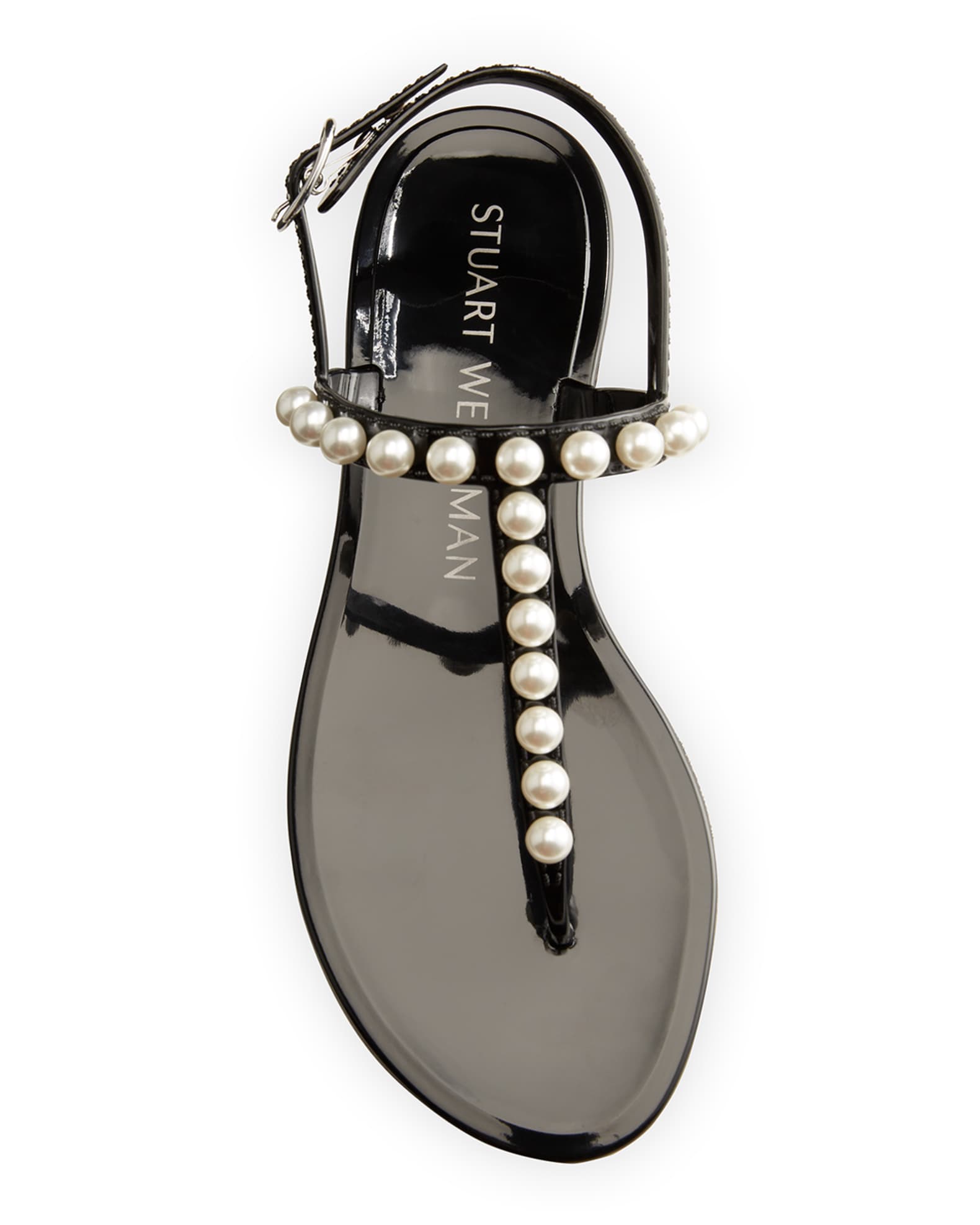 Stuart Weitzman Goldie Pearly Stud Jelly Sandals | Neiman Marcus