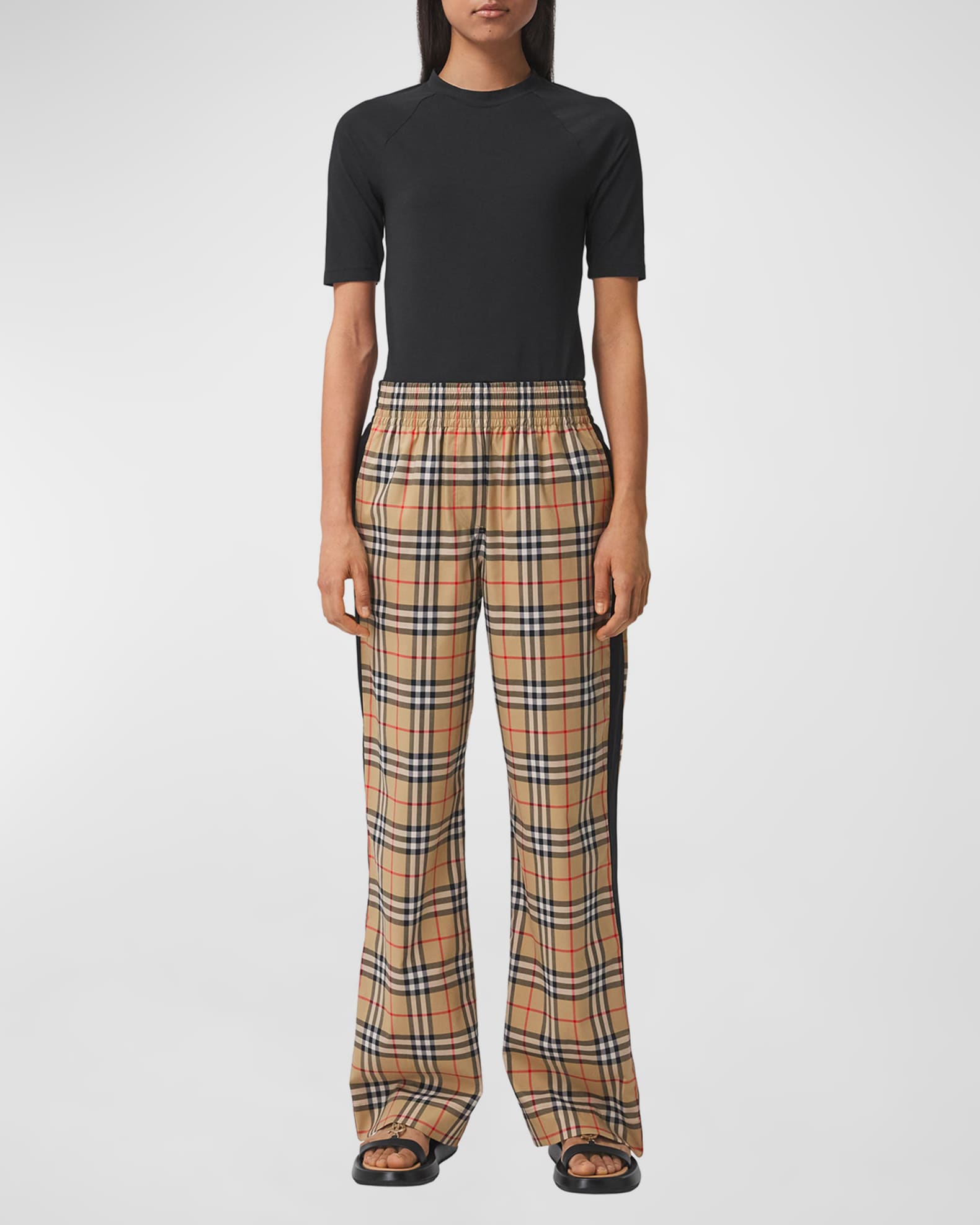 Burberry checkered trousers discount