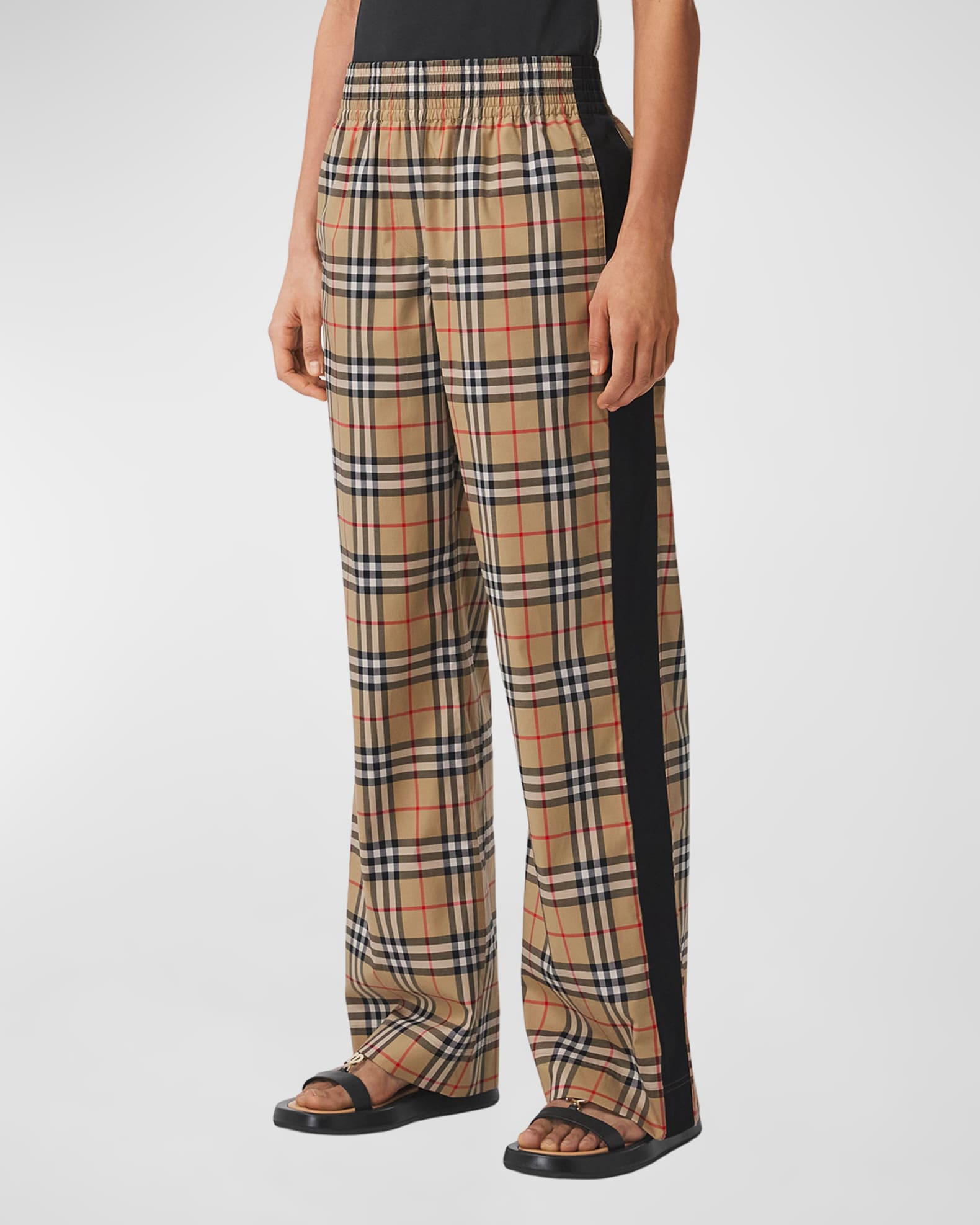 Burberry Louane Side Stripe Vintage Check Trousers | Neiman Marcus