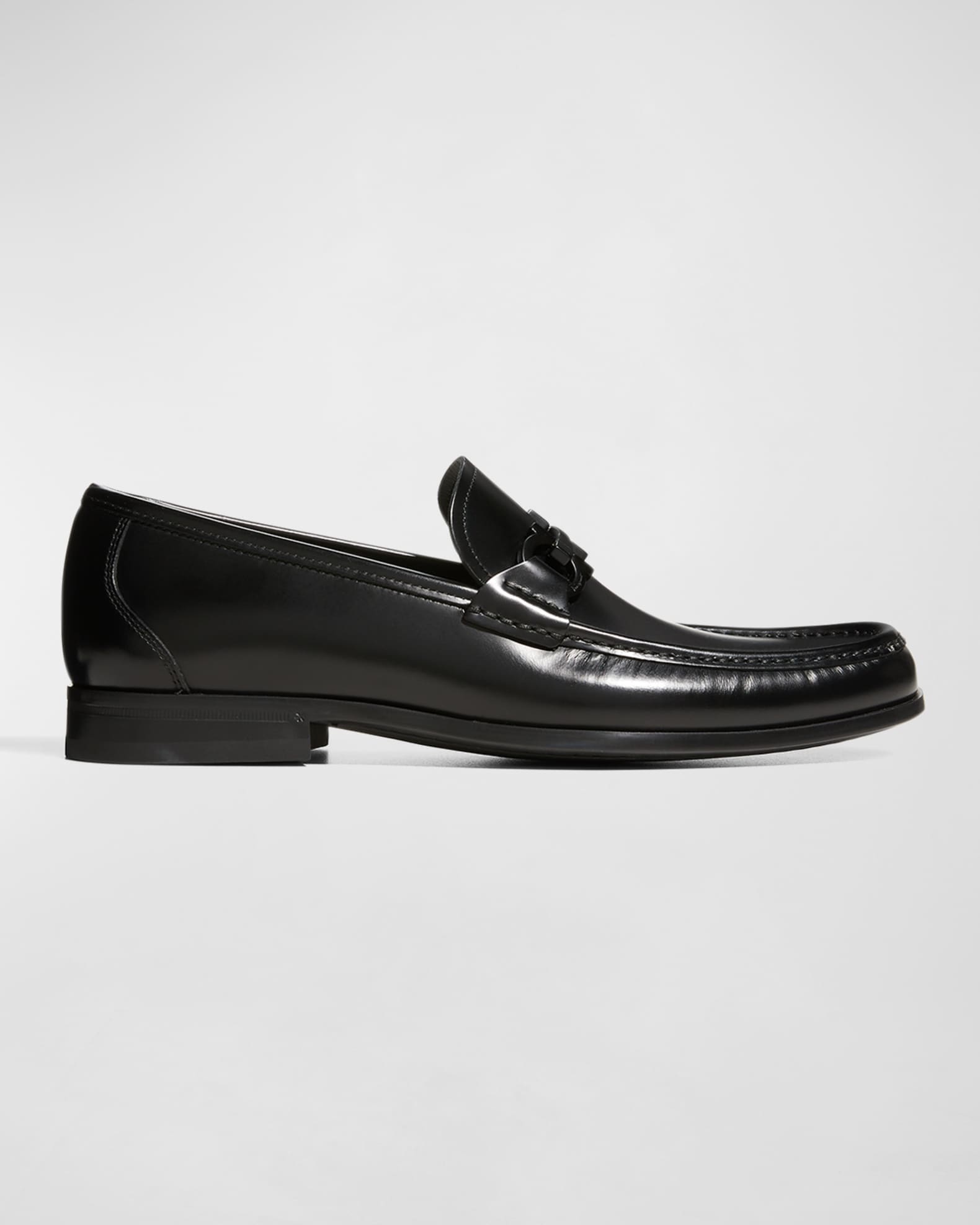 Louis Vuitton Men's Black Calf Leather Buckle Loafers Dress Shoes