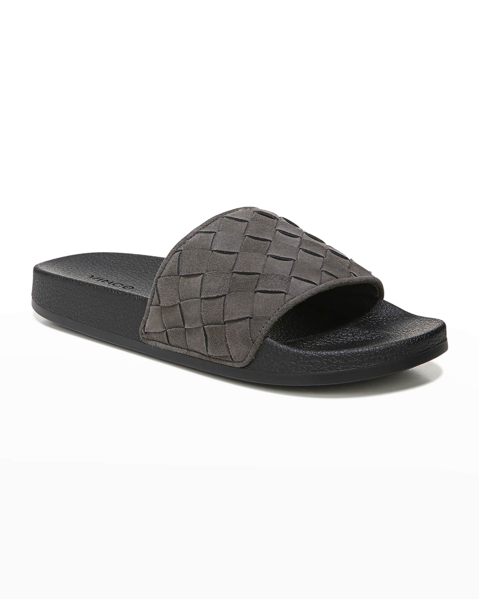 Vince Men's Watley 2 Woven Suede Slide Sandals Neiman Marcus