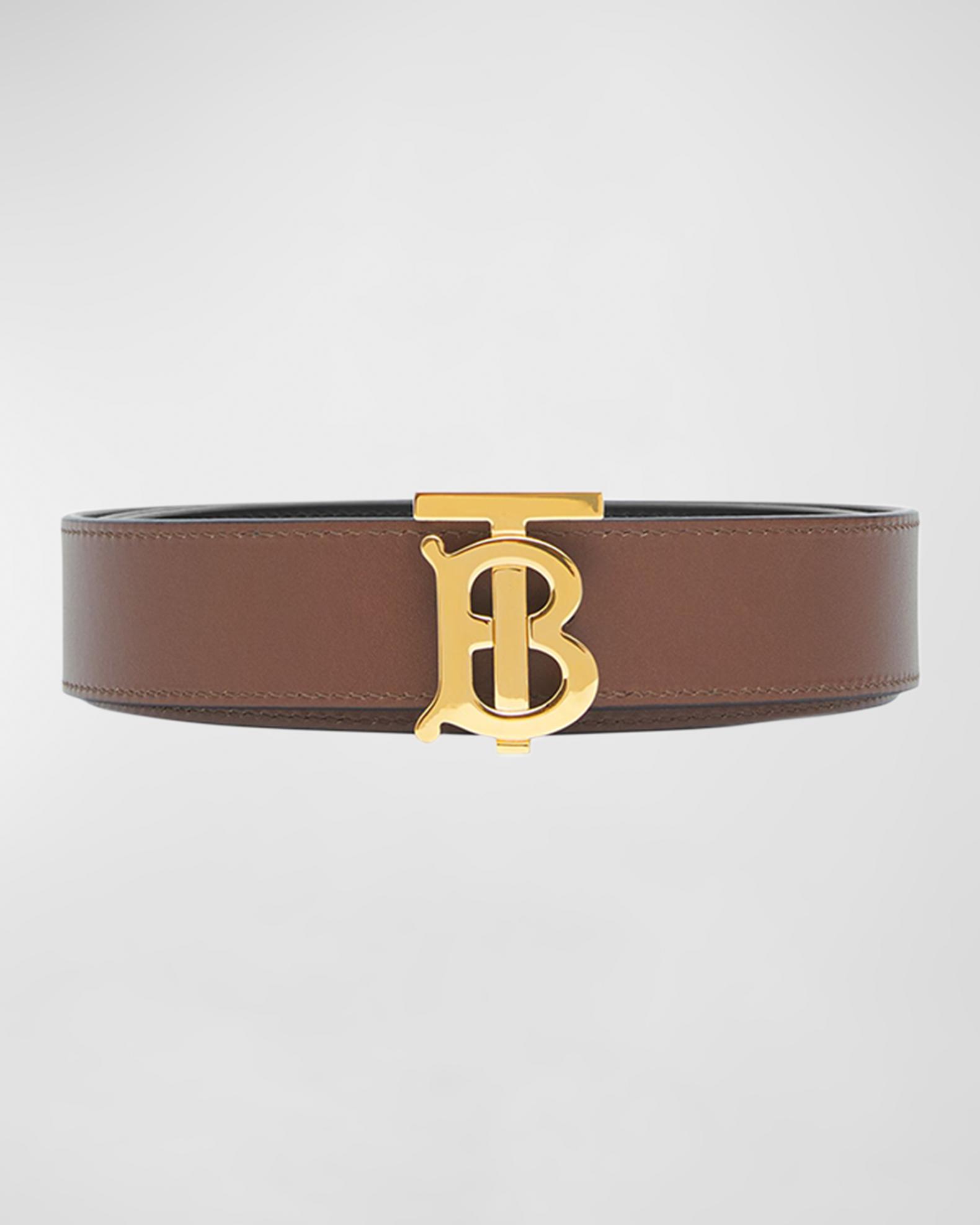 New Burberry Belt Equestrian Double Buckle Leather Brown M $430 Burberry Ewel Check and leather belt - Beige|39431061008HONEYTAN main image 4