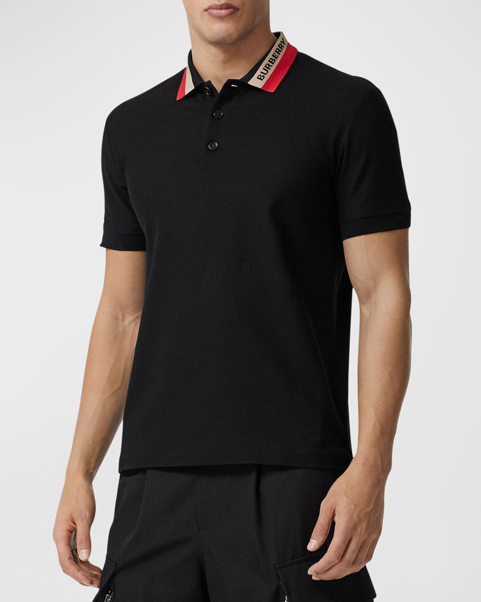 Burberry Men's 'edney' Polo Shirt with Logo - Natural - Polo Shirts