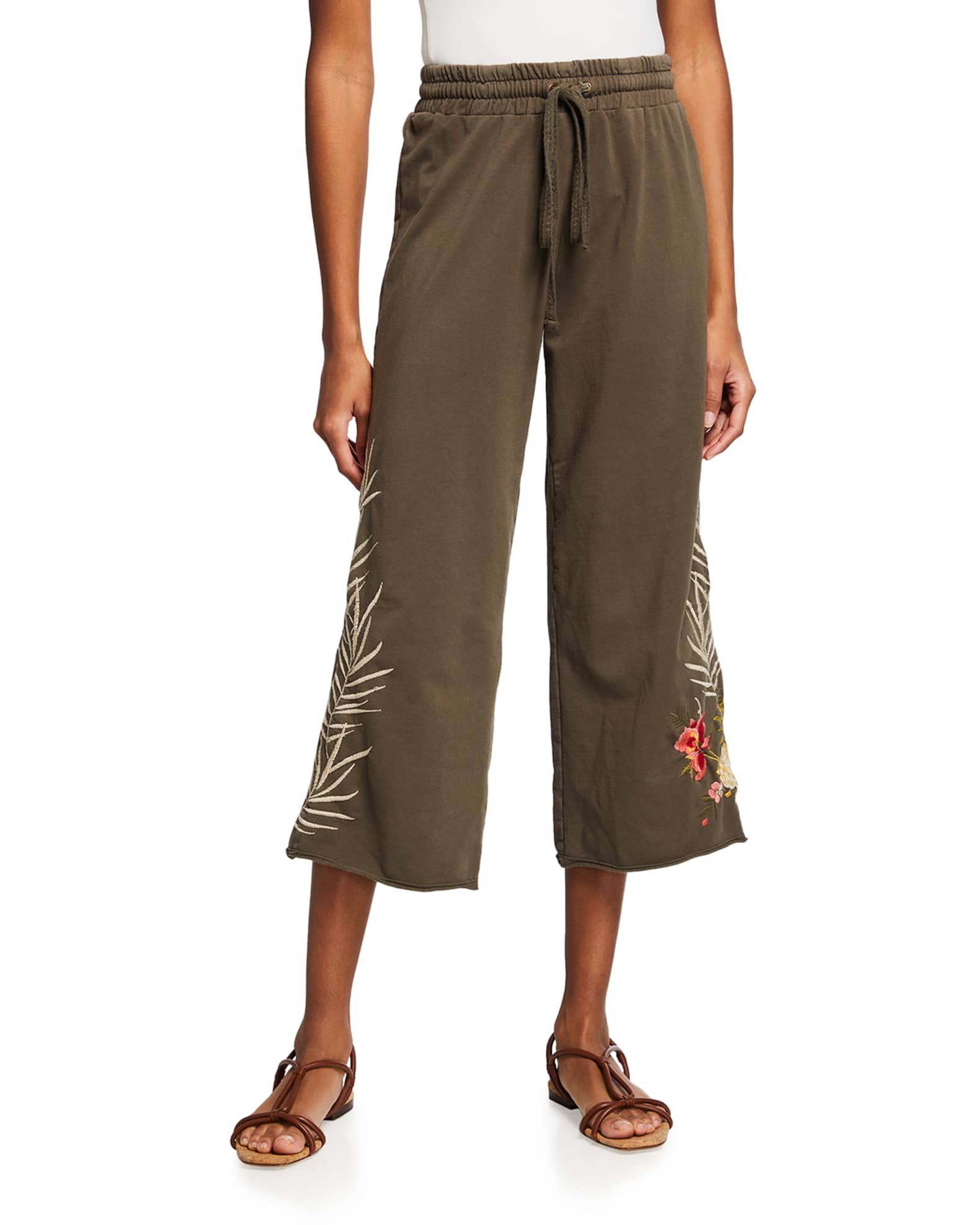 Johnny Was Nohea French Terry Cropped Pants | Neiman Marcus