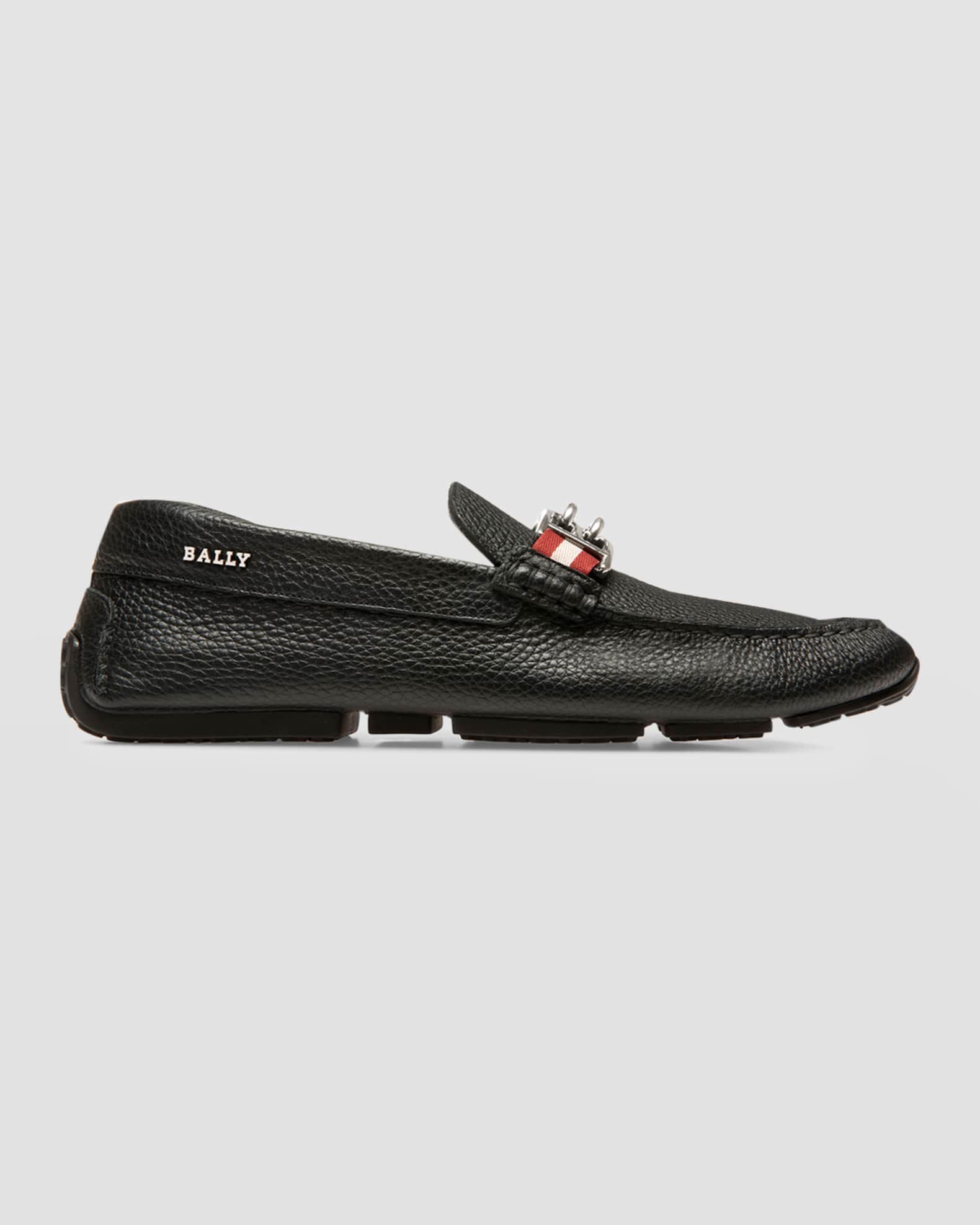Bally Men's Parsal Pebbled Leather Drivers with B-Chain Bit | Neiman Marcus