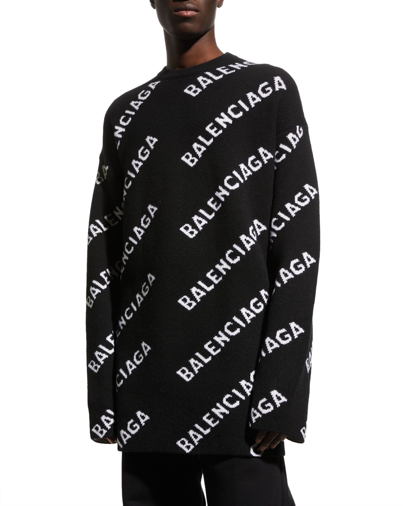 balenciaga logo wool sweater