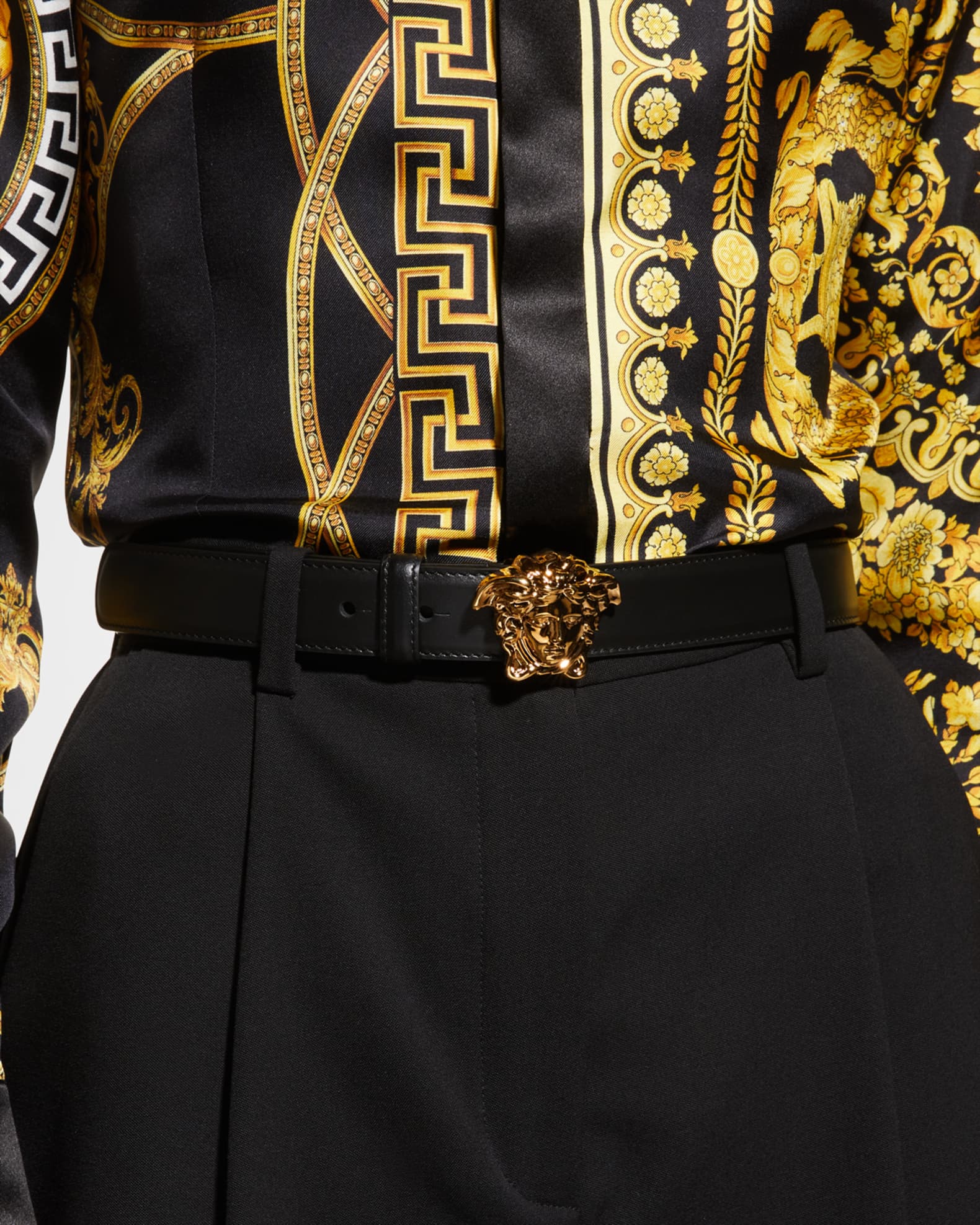 La Medusa Leather Belt in Black - Versace