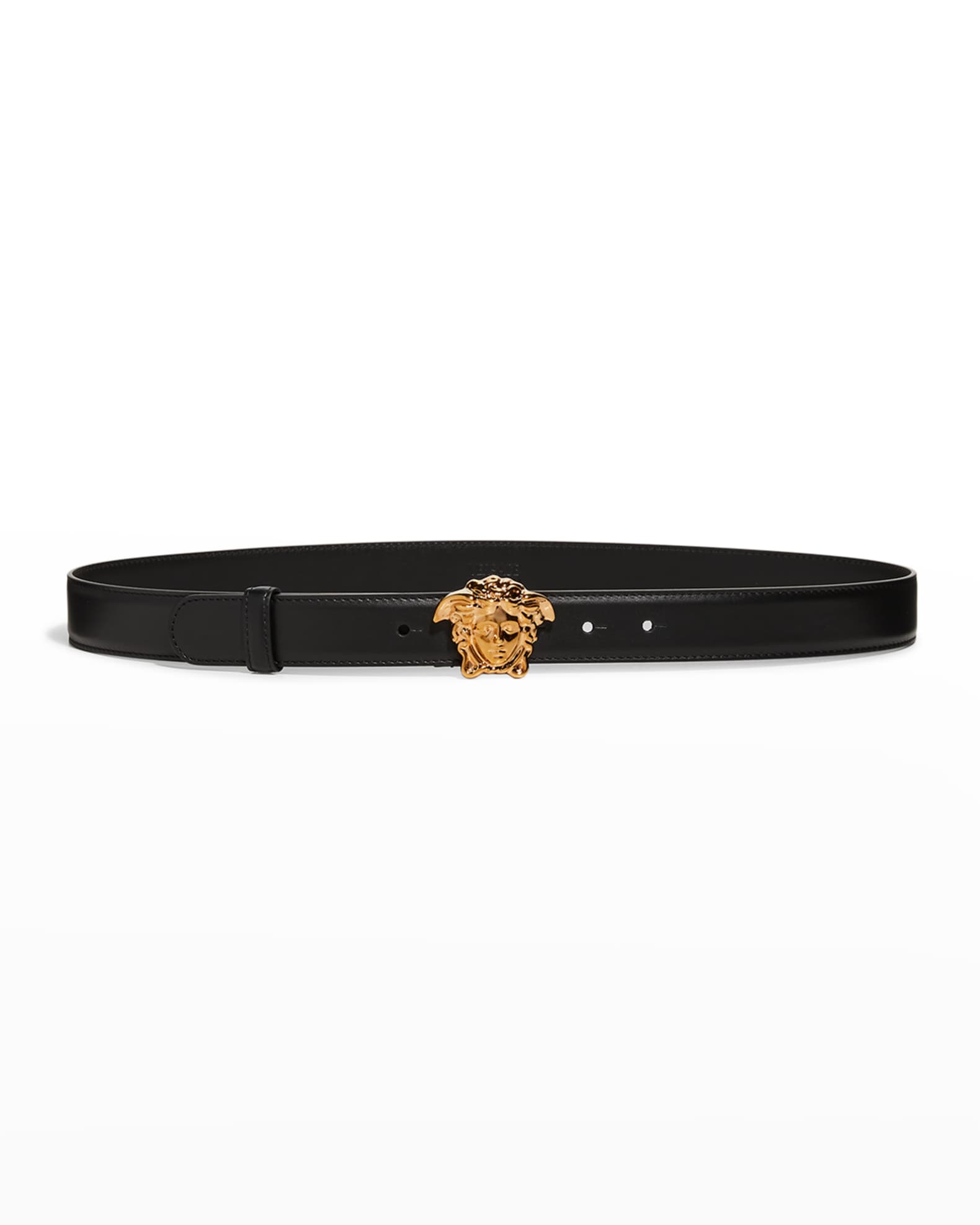 VERSACE Medusa Head Leather Belt, Black – OZNICO