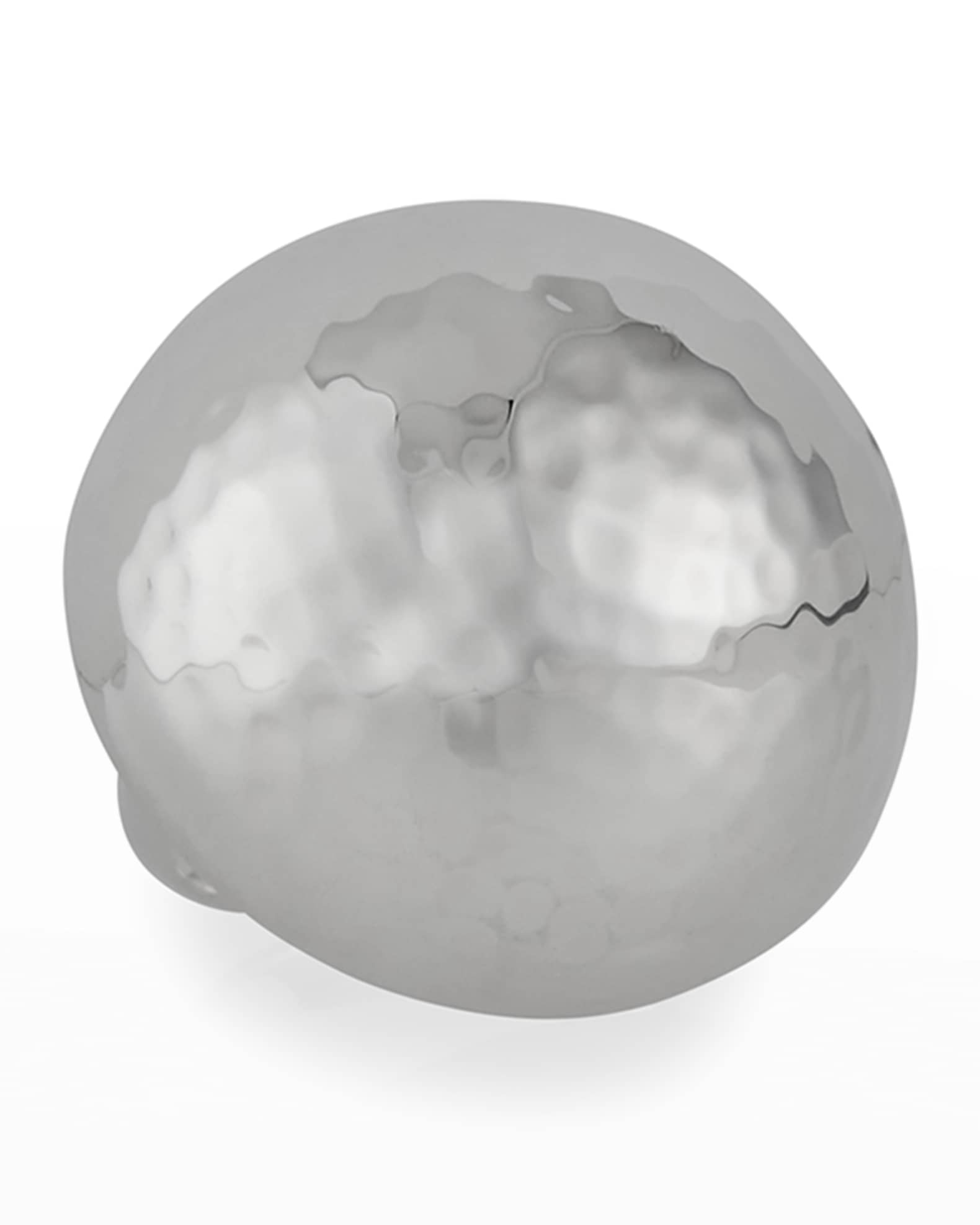 Silver Hammered Dome Ring, Adjustable Size 0