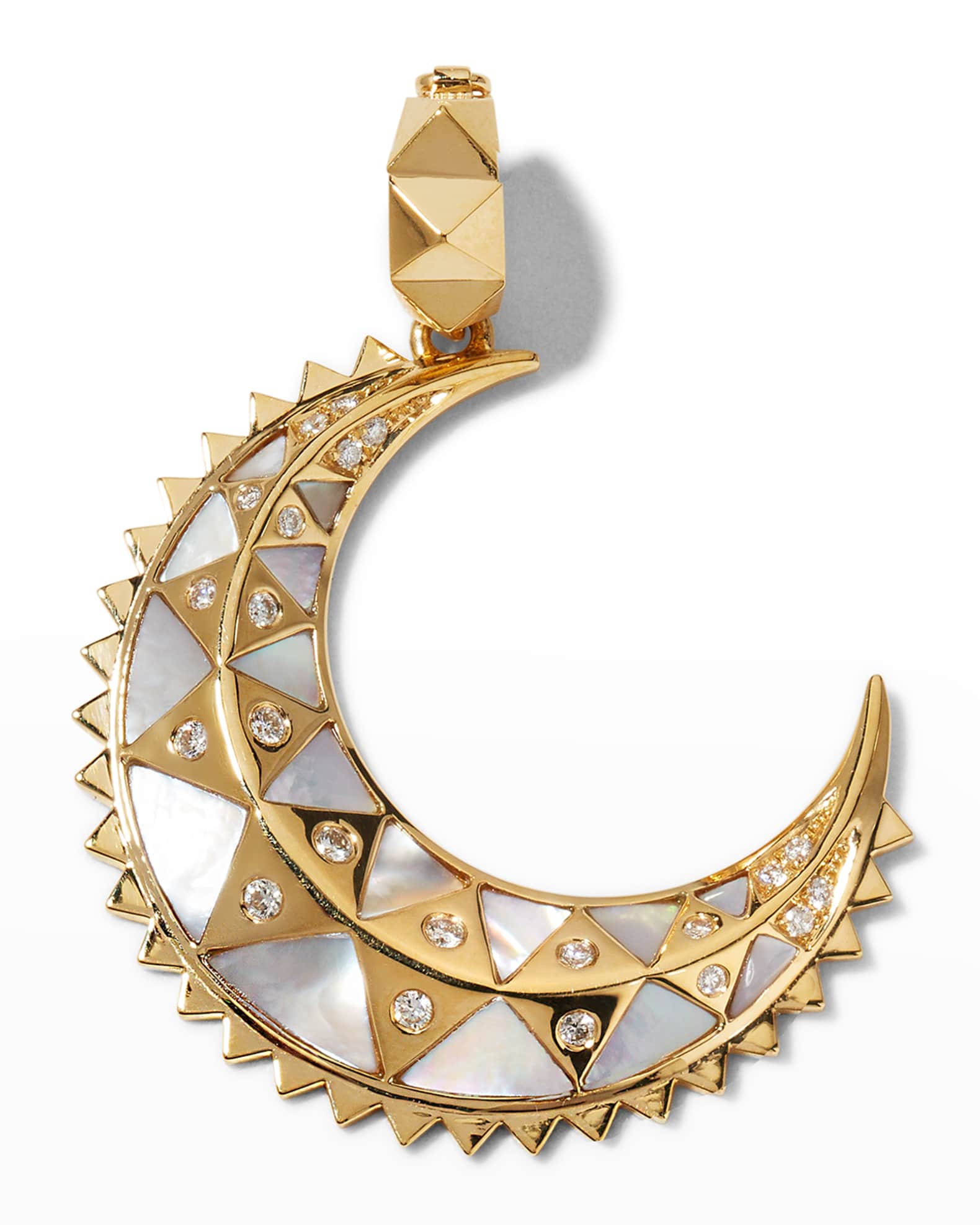 18k Iridescent Mini Crescent Moon Pendant 0