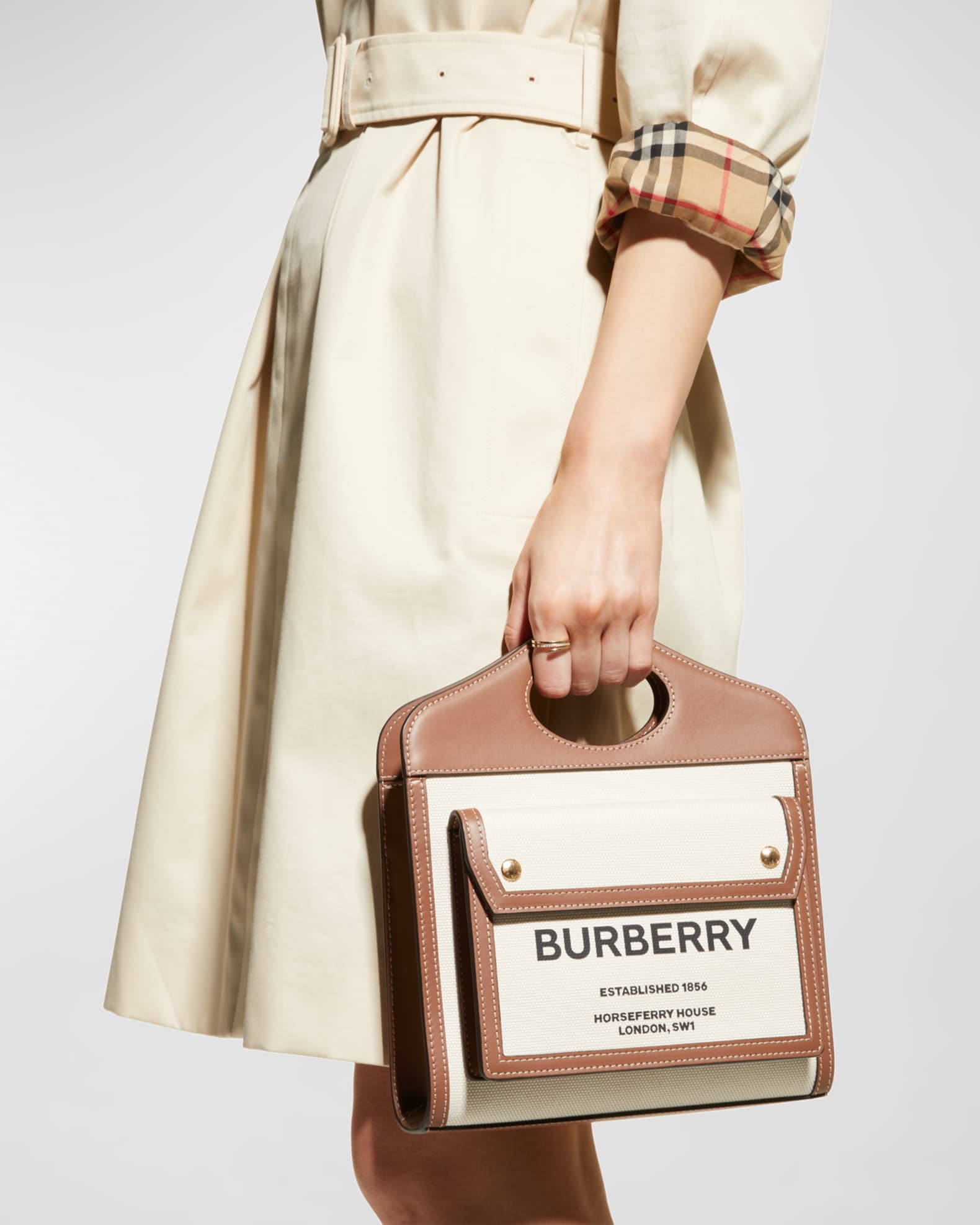 Burberry Mini Leather-trimmed Canvas Shoulder Bag