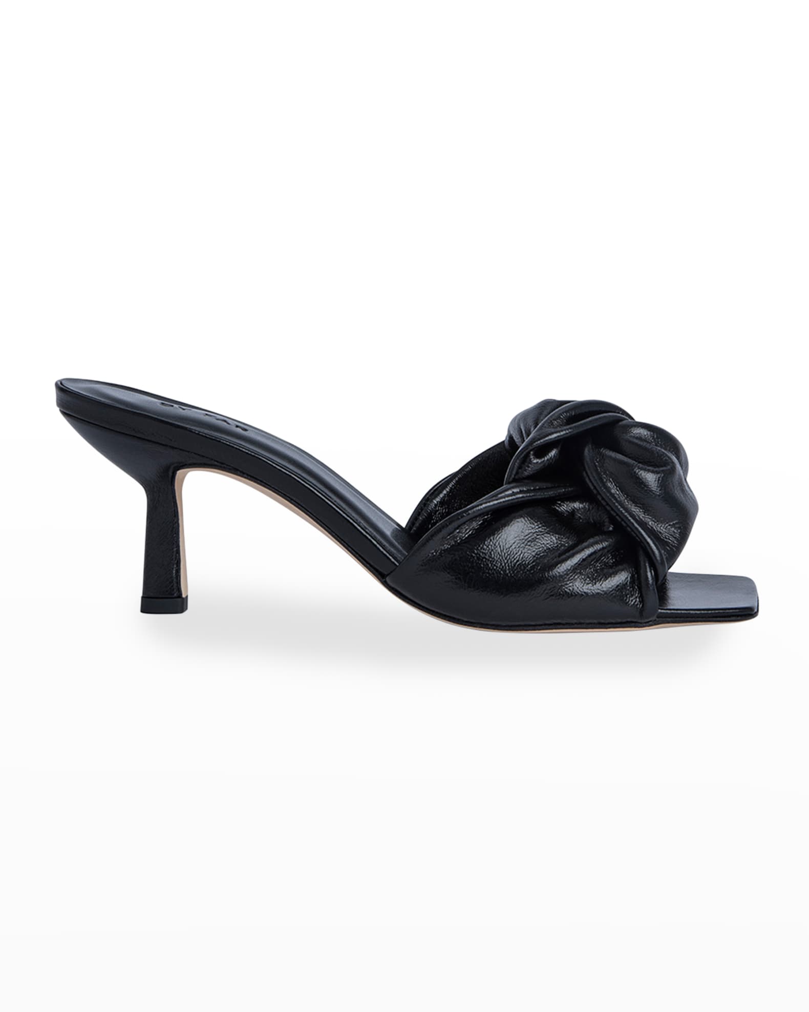 BY FAR Lana Knotted Leather Slide Heel Sandals Neiman Marcus