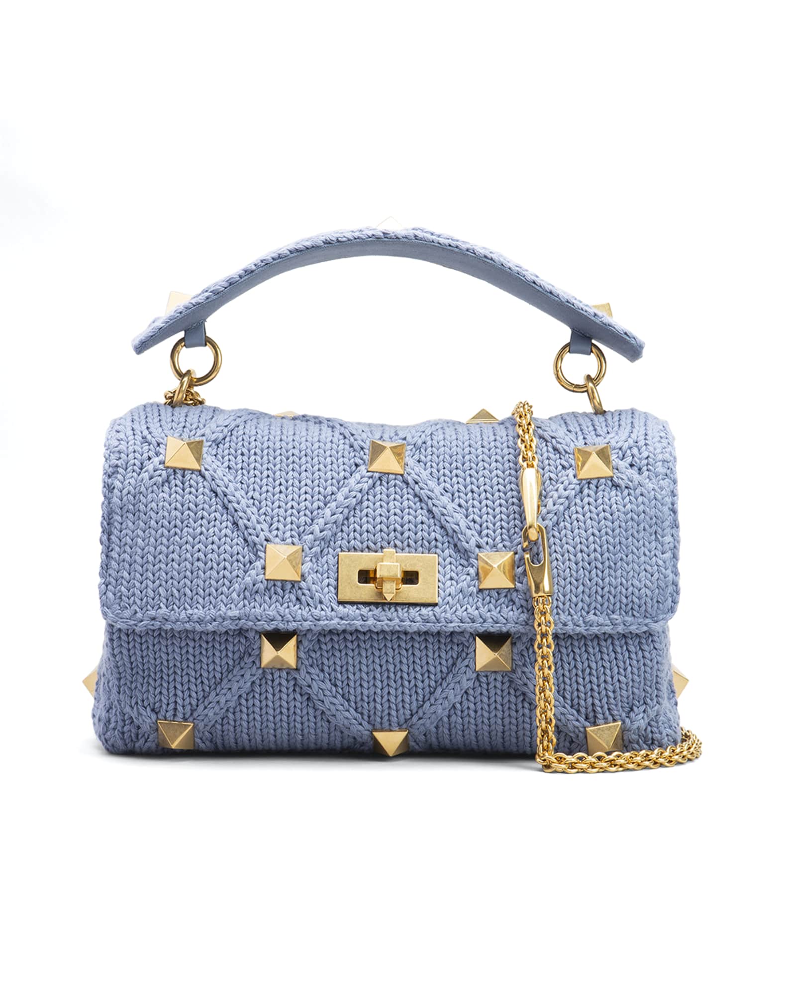 Valentino Garavani Roman Stud Small Knit Shoulder Bag | Neiman Marcus