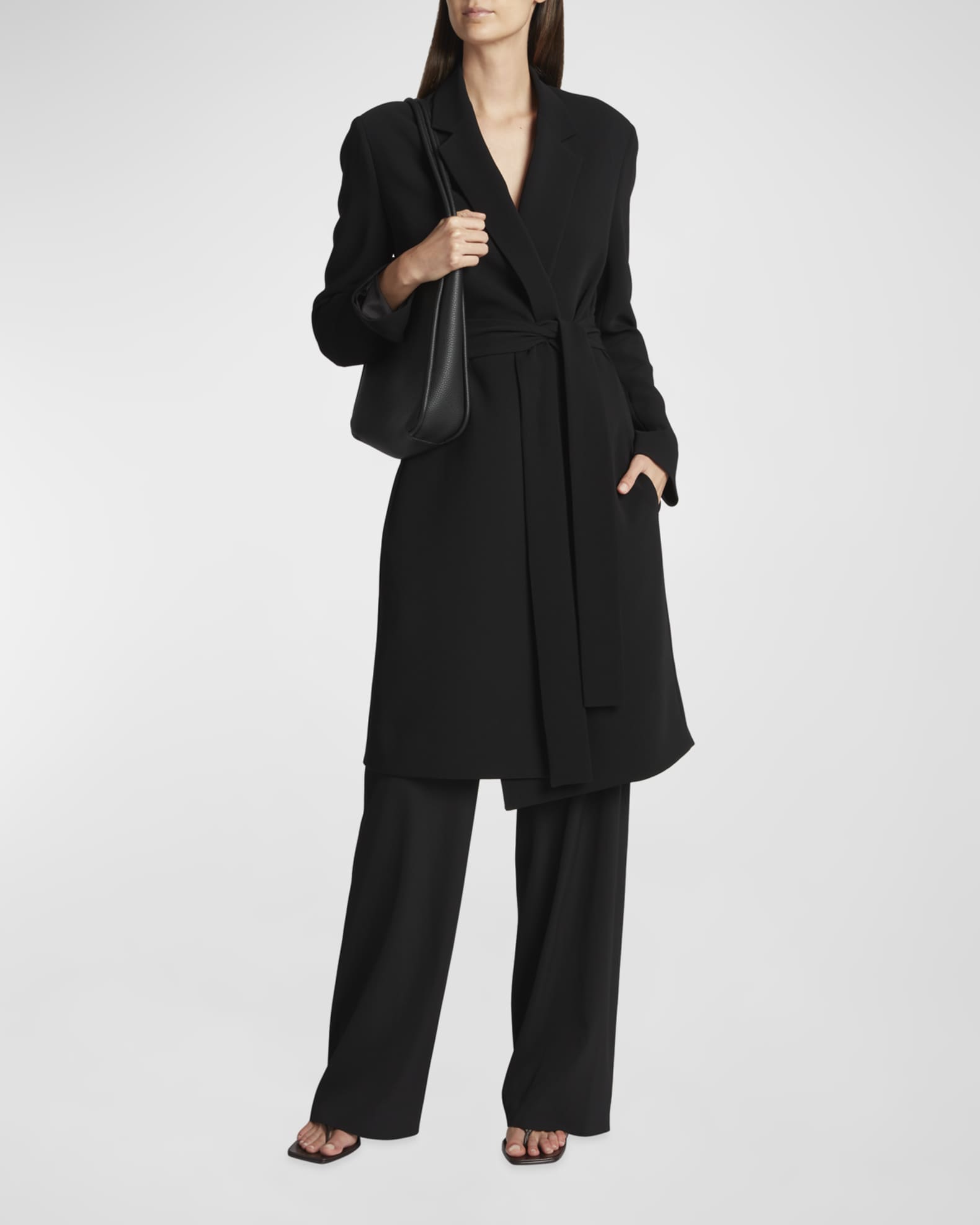 THE ROW Harri Belted Crepe Coat | Neiman Marcus