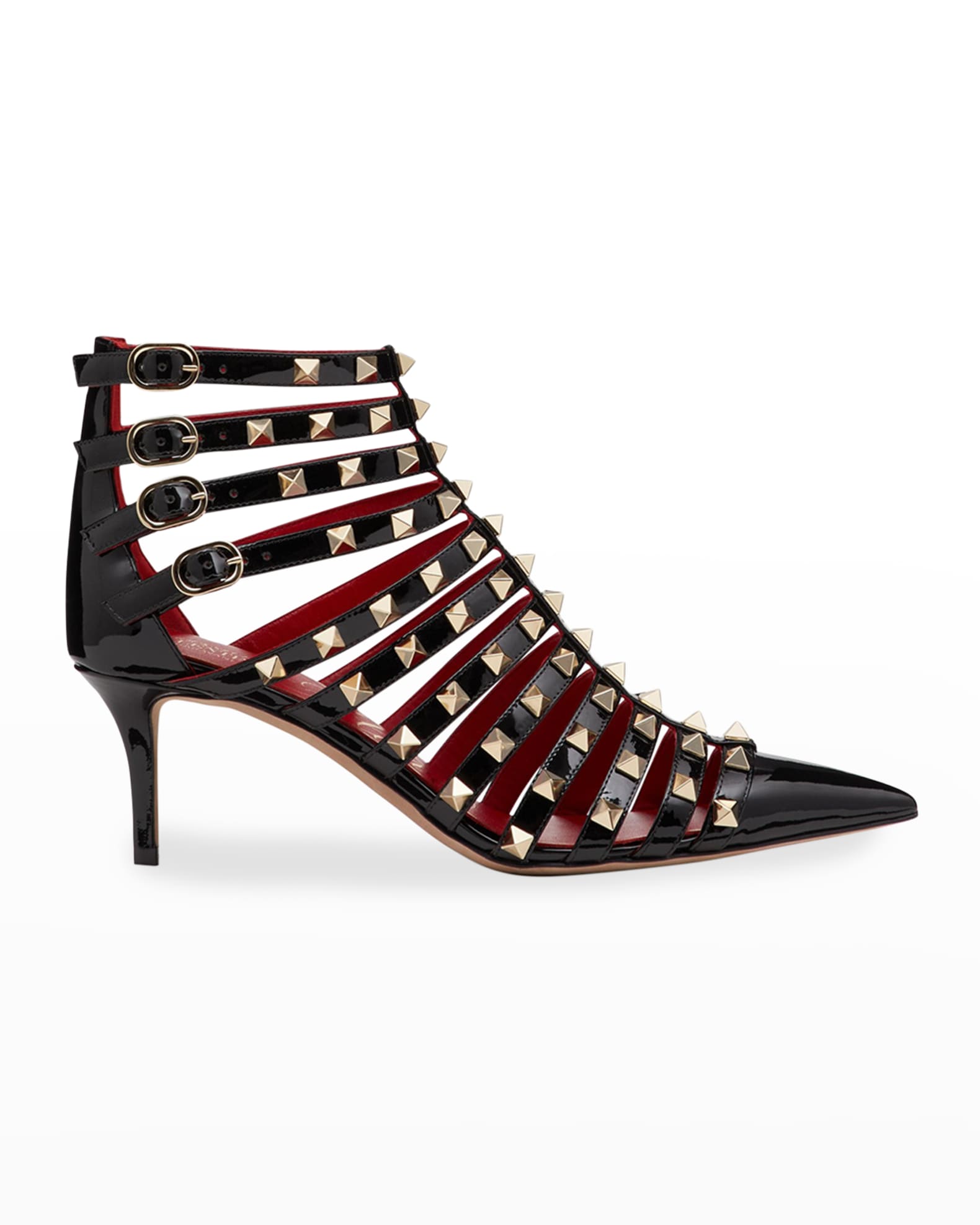 Valentino Garavani Alcove Patent Rockstud Gladiator Booties | Neiman Marcus