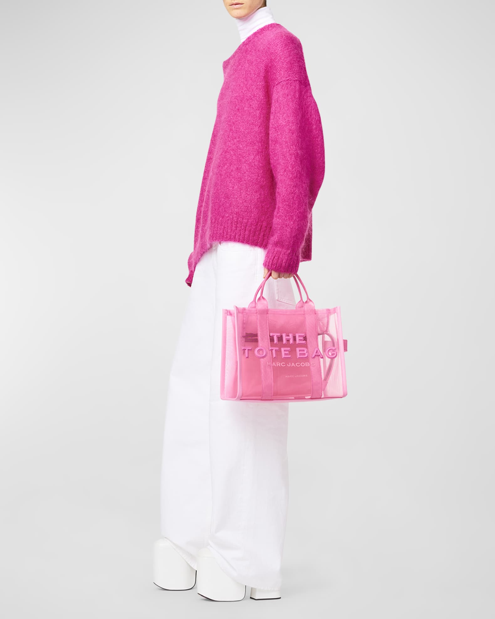 Pink mesh best sale tote bag