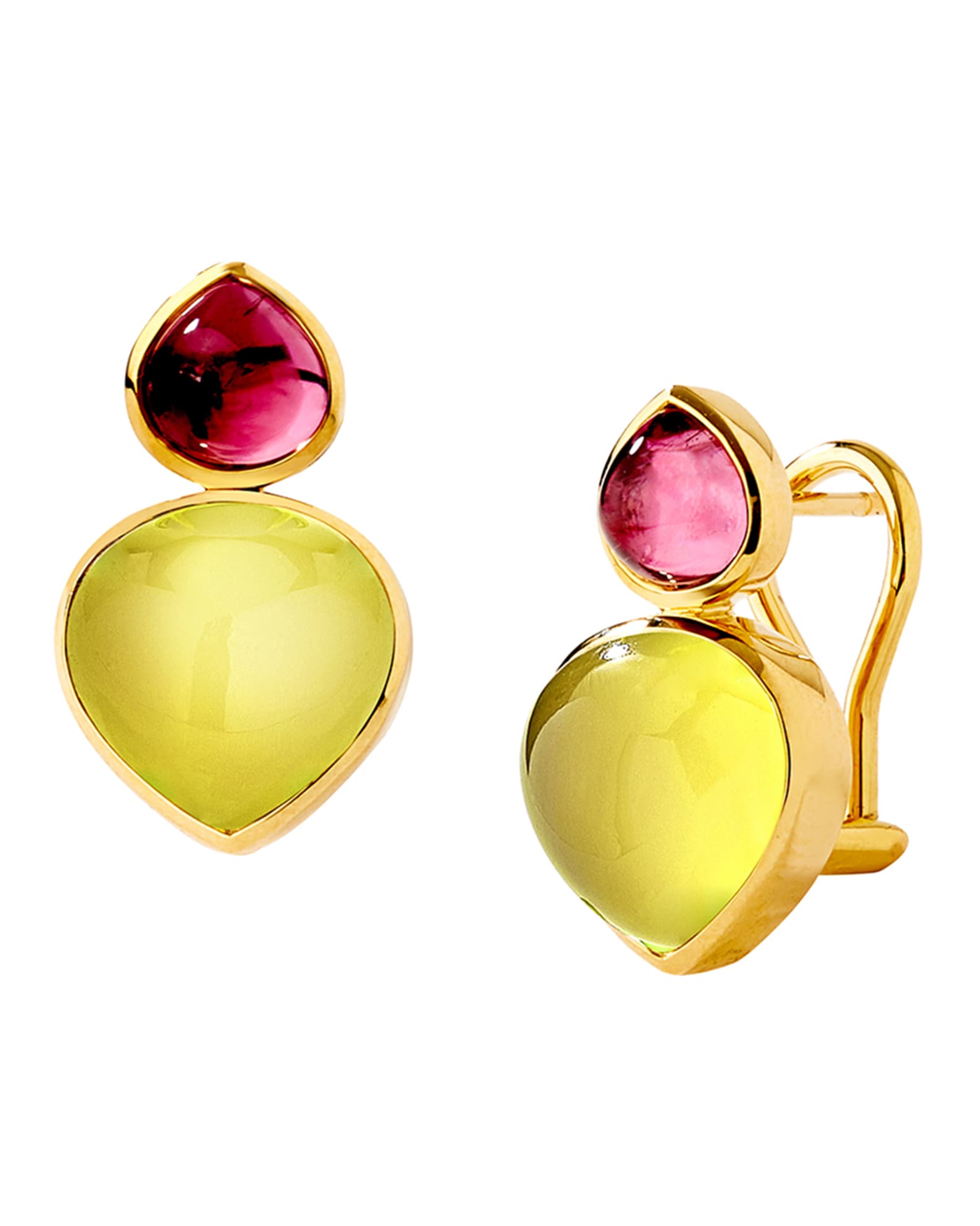Mogul 2 Stone Heart Clip On Earrings