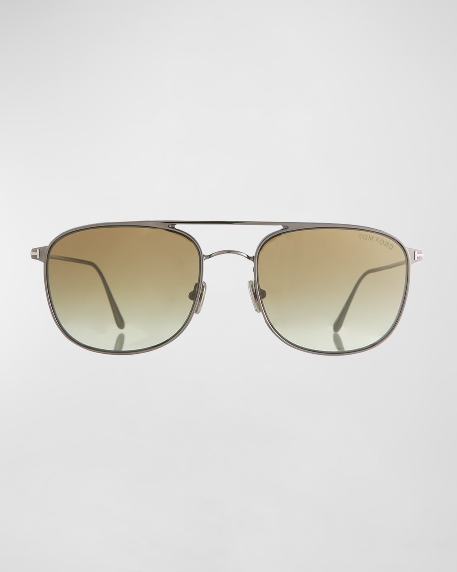 TOM FORD Men's Jake Round Metal DoubleBridge Sunglasses Neiman Marcus