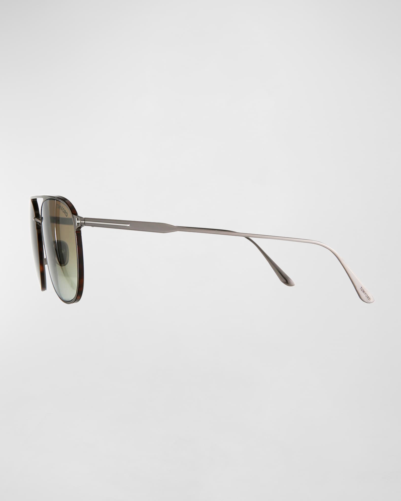 TOM FORD Men's Jake Round Metal DoubleBridge Sunglasses Neiman Marcus