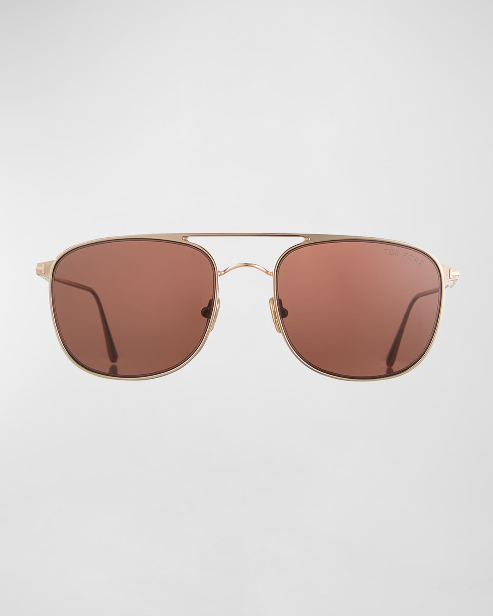 TOM FORD Men's Jake Round Metal DoubleBridge Sunglasses Neiman Marcus