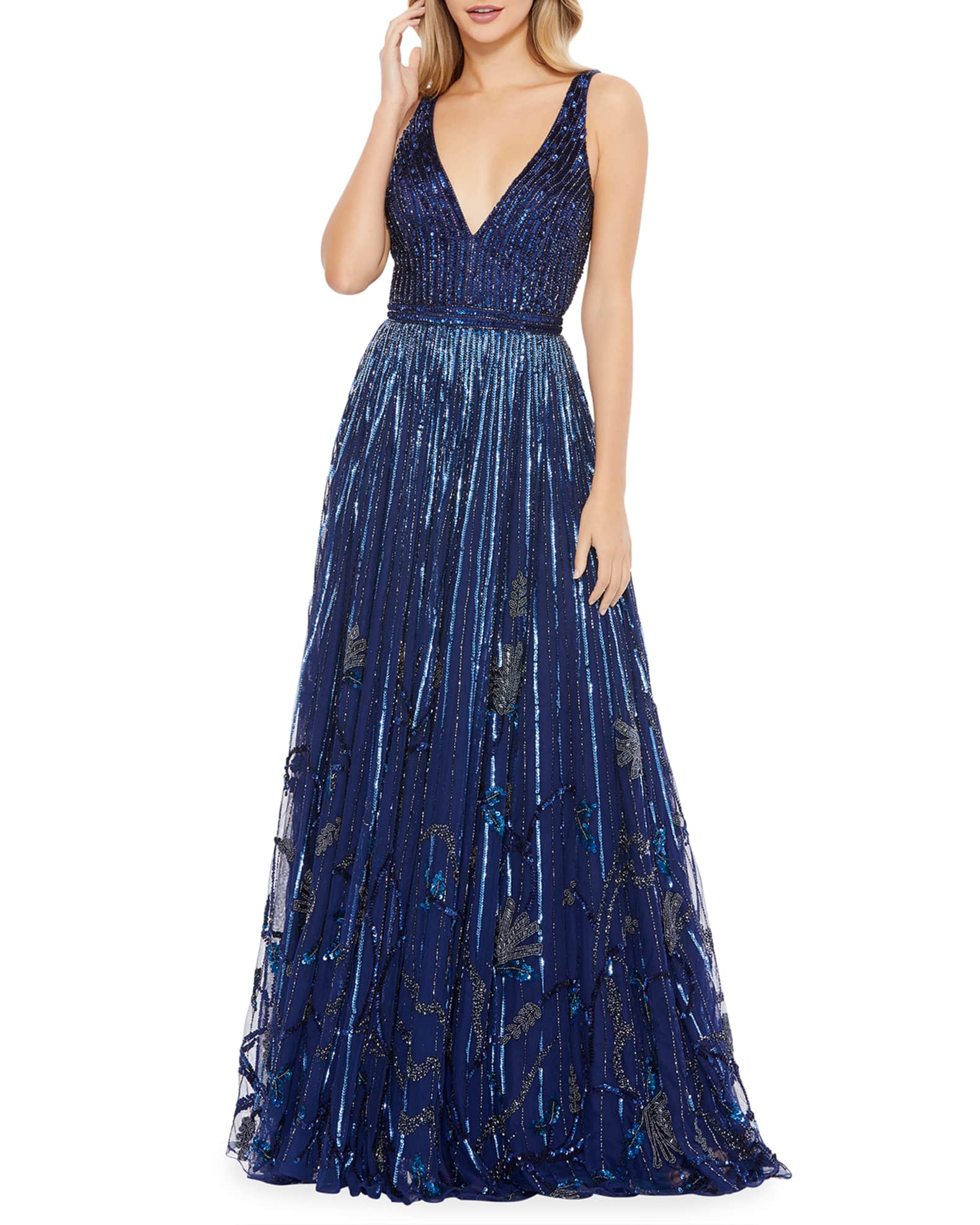 mac duggal iridescent sequin gown