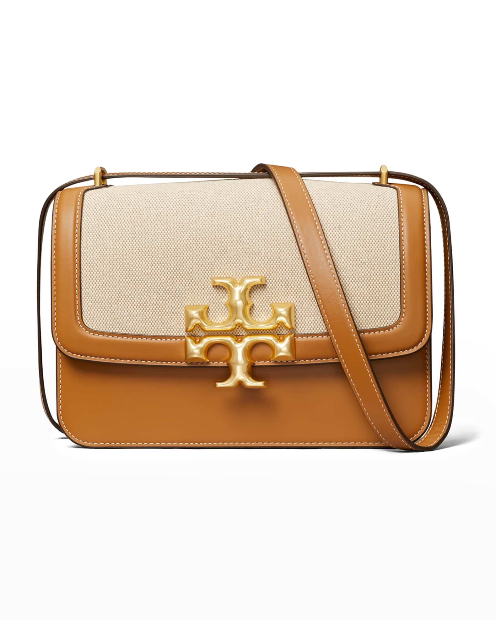 Tory Burch Eleanor Bicolor Canvas Shoulder Bag | Neiman Marcus