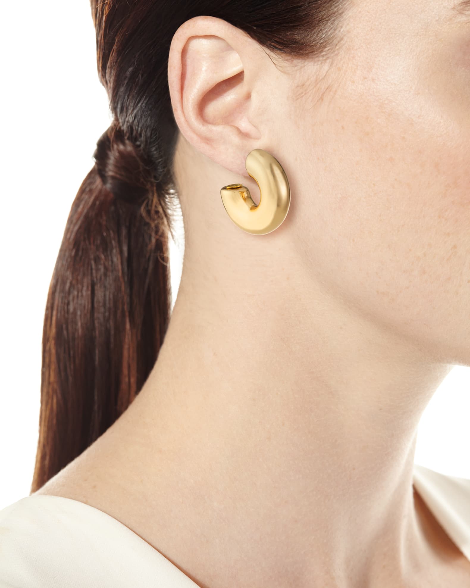 Polished Chubby Hoop Earrings, Gold 1